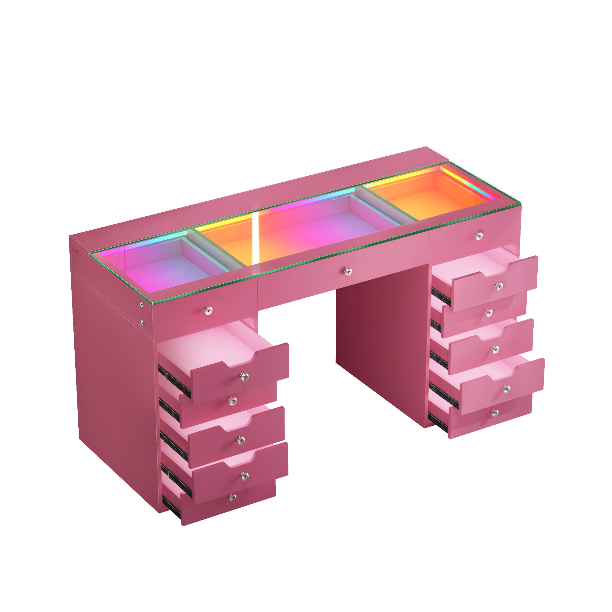 VANITII Eva Vanity Desk  - 13 Storage Drawers with Full Light &RGB