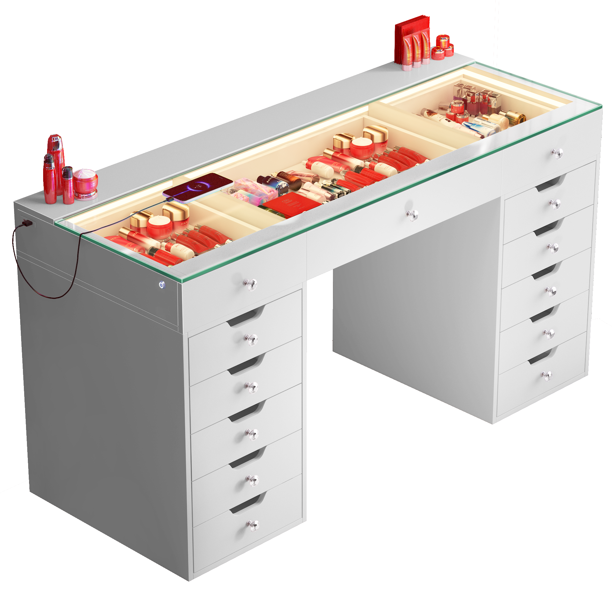 VANITII Eva Vanity Desk - 13 Storage Drawers