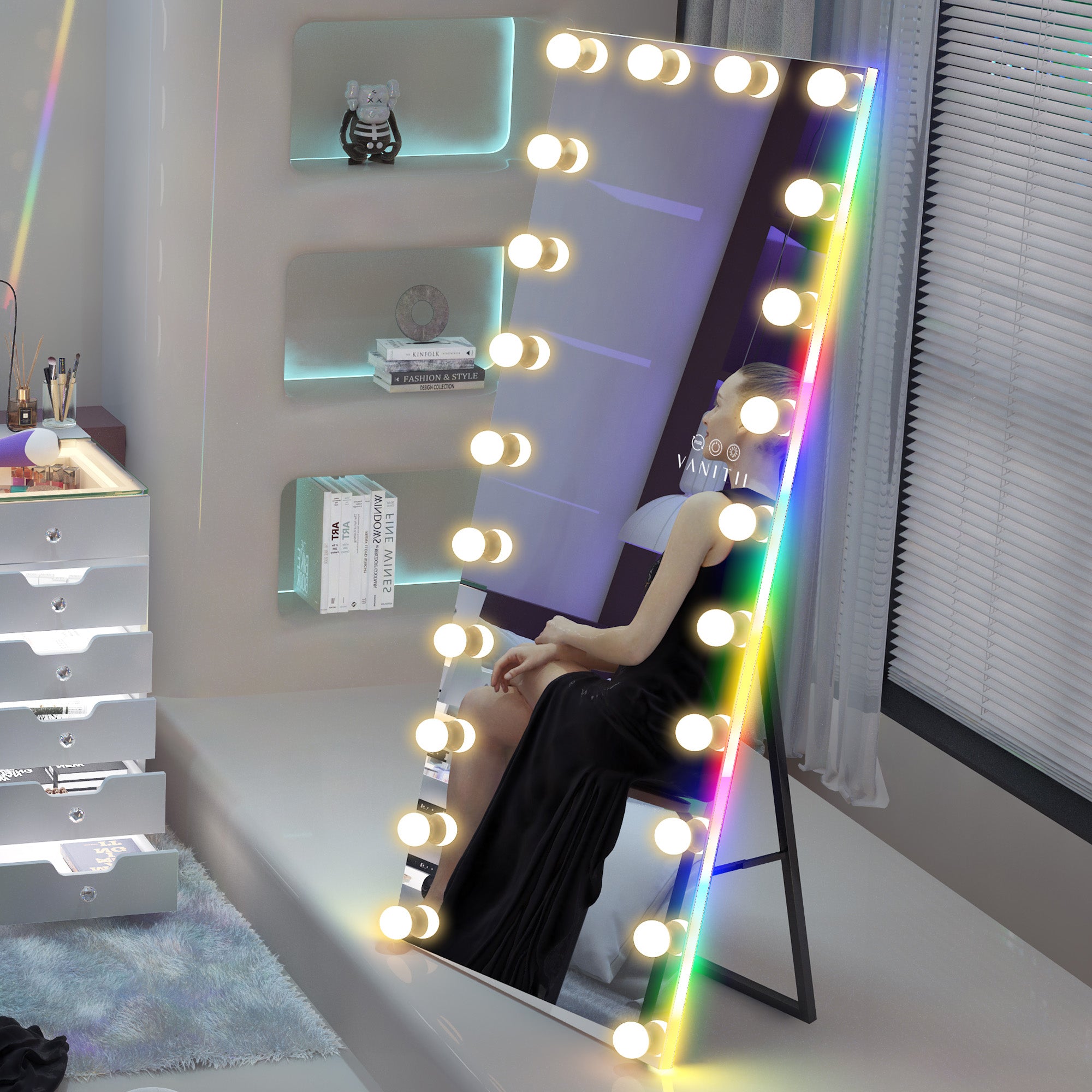 VANITII Hollywood Vanity Mirror - Full Length Vanity Mirror with RGB