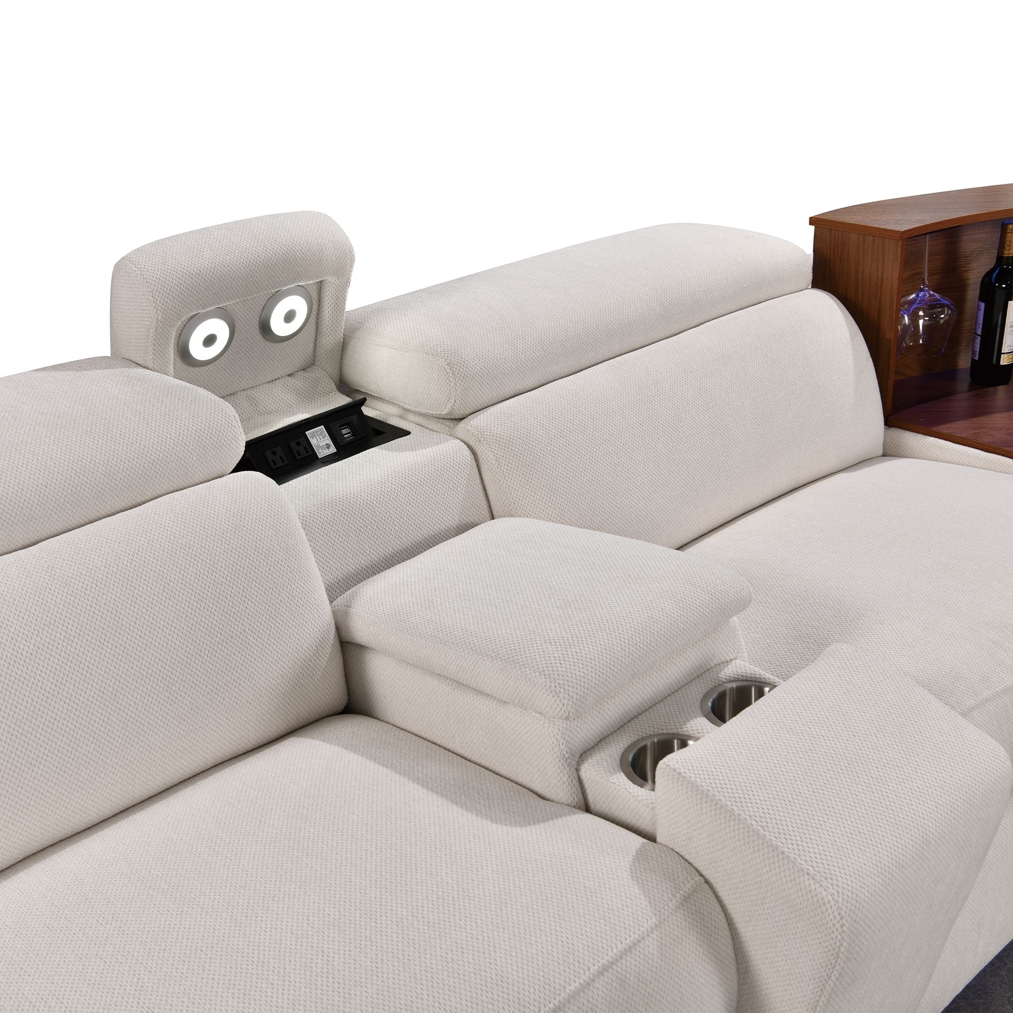 Power Recliner Fabric Sectional  MC3028 White