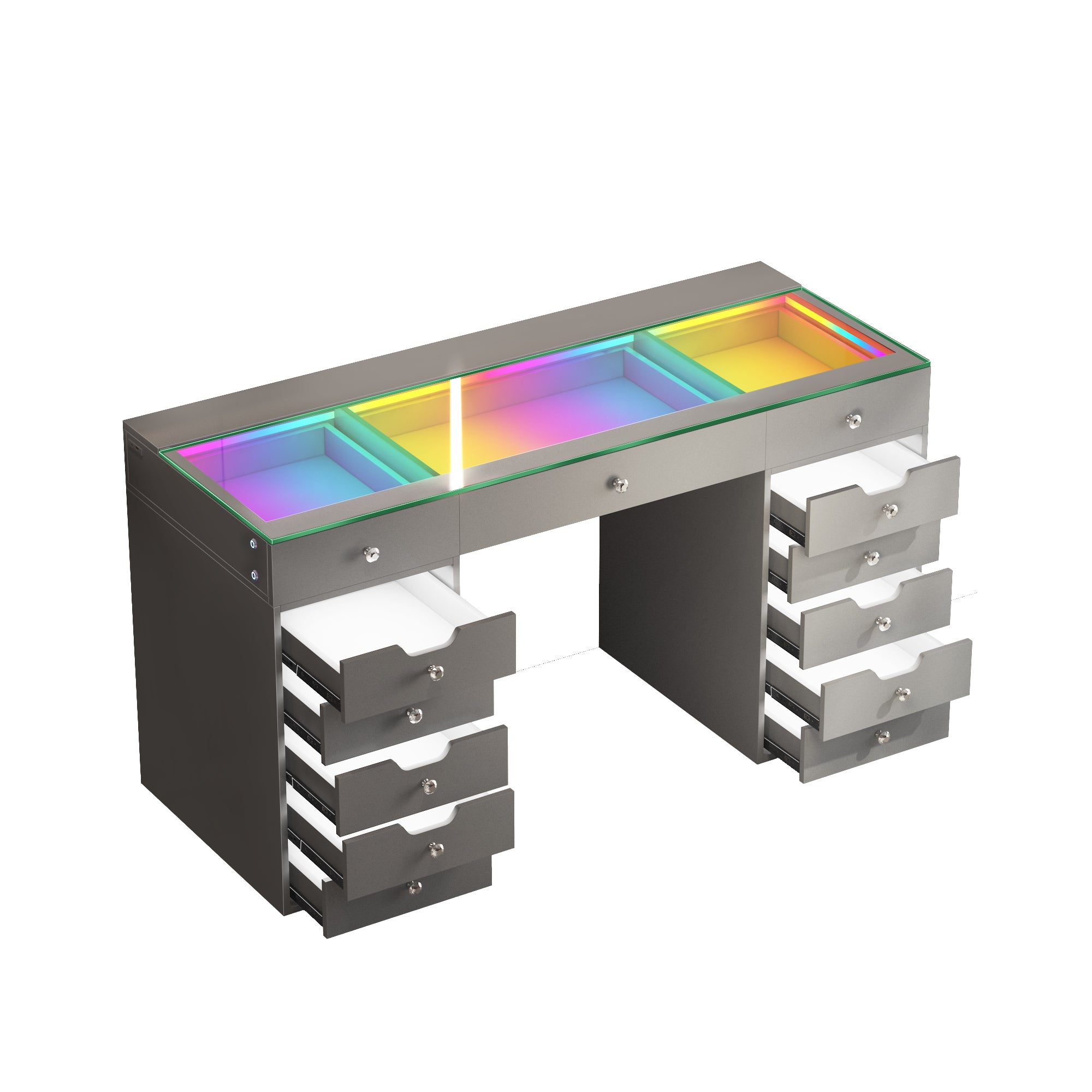 VANITII Eva Vanity Desk  - 13 Storage Drawers with Full Light &RGB