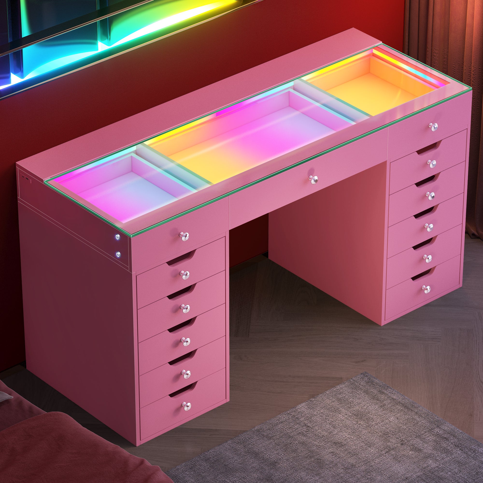 VANITII Eva-RGB Vanity Desk Pro - 13 Storage Drawers