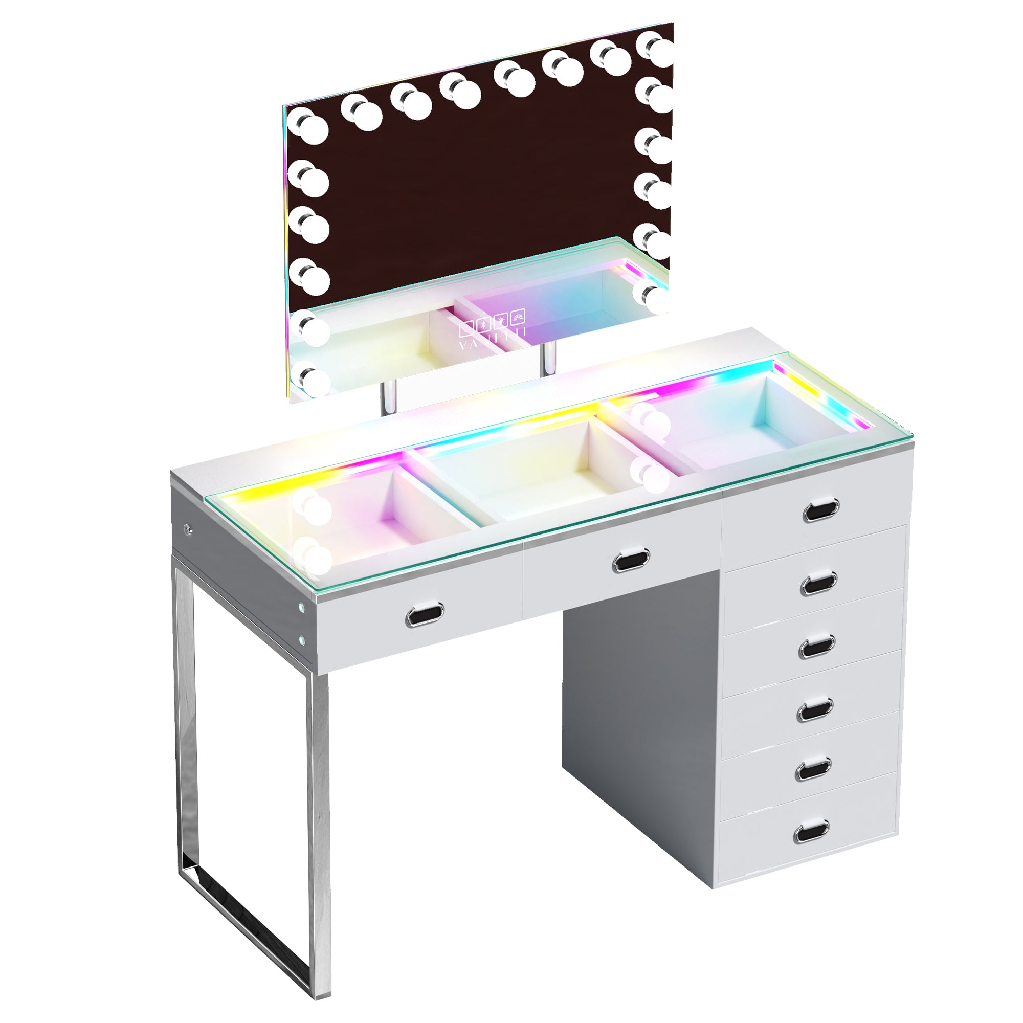 New Release ! VANITII Chelsea Vanity Set with Hollywood Music Mirror