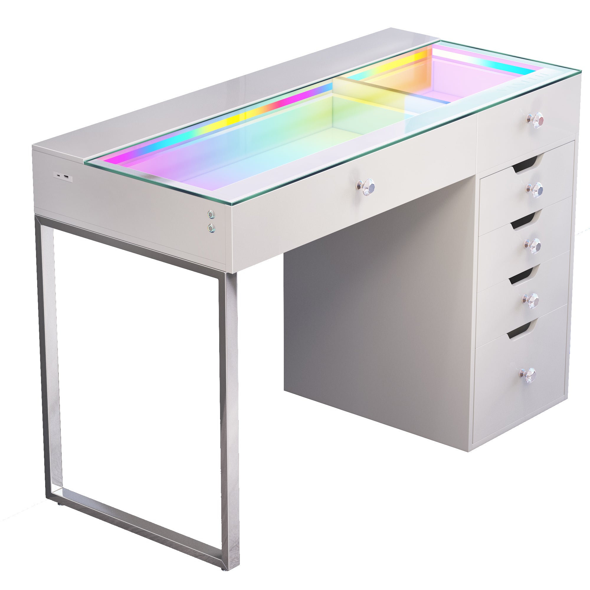 VANITII Diana RGB Vanity Desk - 6 Storage Drawers