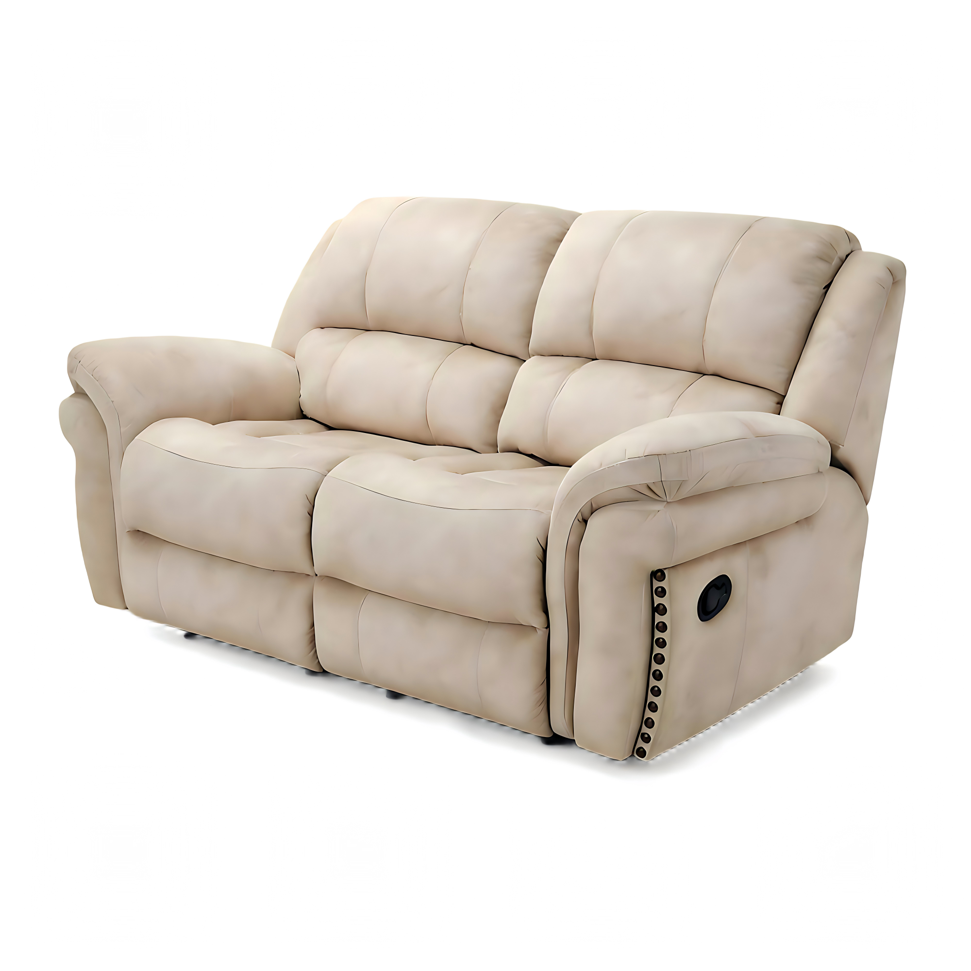Cream Fabric Recliner Chair, Oversized Comfortable Reclining Sofa with Nailhead Trim for Living Room. 2PP