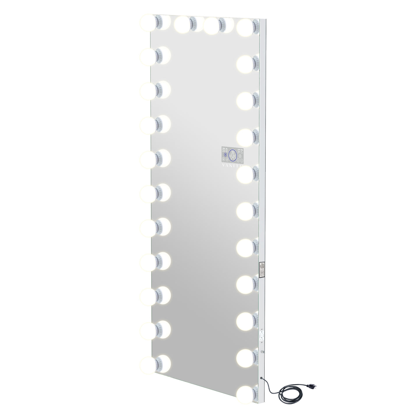 Vanitii Specchio Hollywood Vanity Con Luci RGB E Altoparlante Bluetooth, 101x81 Cm, Vetro Temperato, Montaggio A Parete O Scrivania
