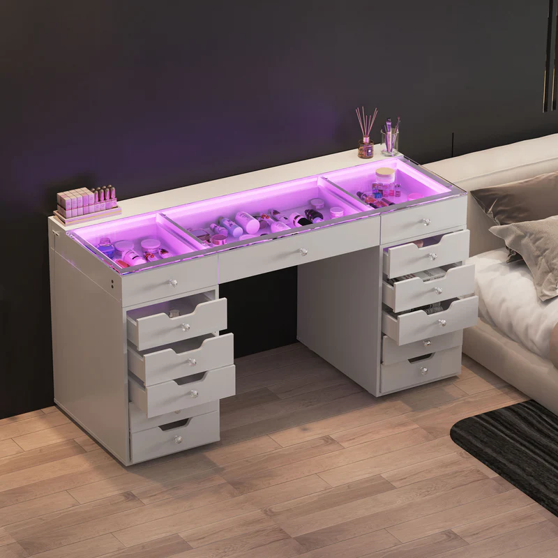 VANITII Eva-RGB Vanity Desk Pro - 13 Storage Drawers