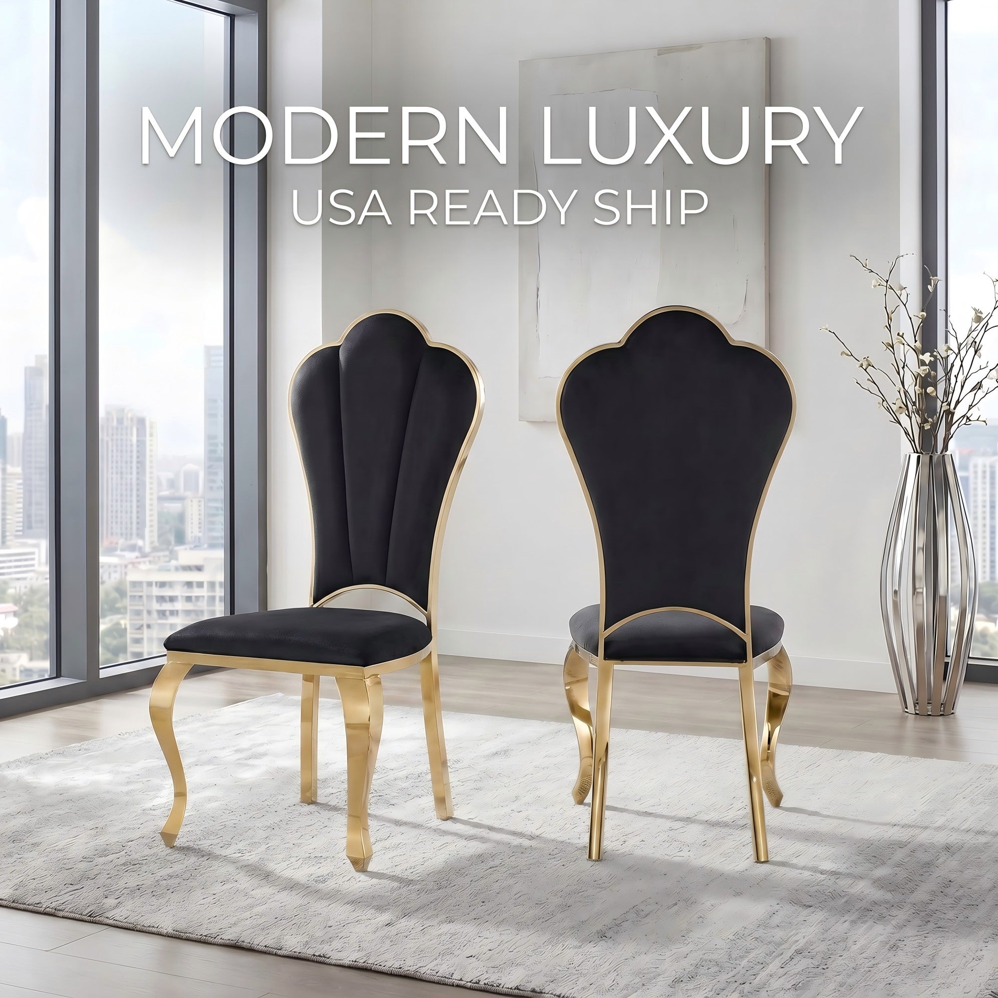 201 Stainless Steel PU Luxury Upholstered Dining Chair