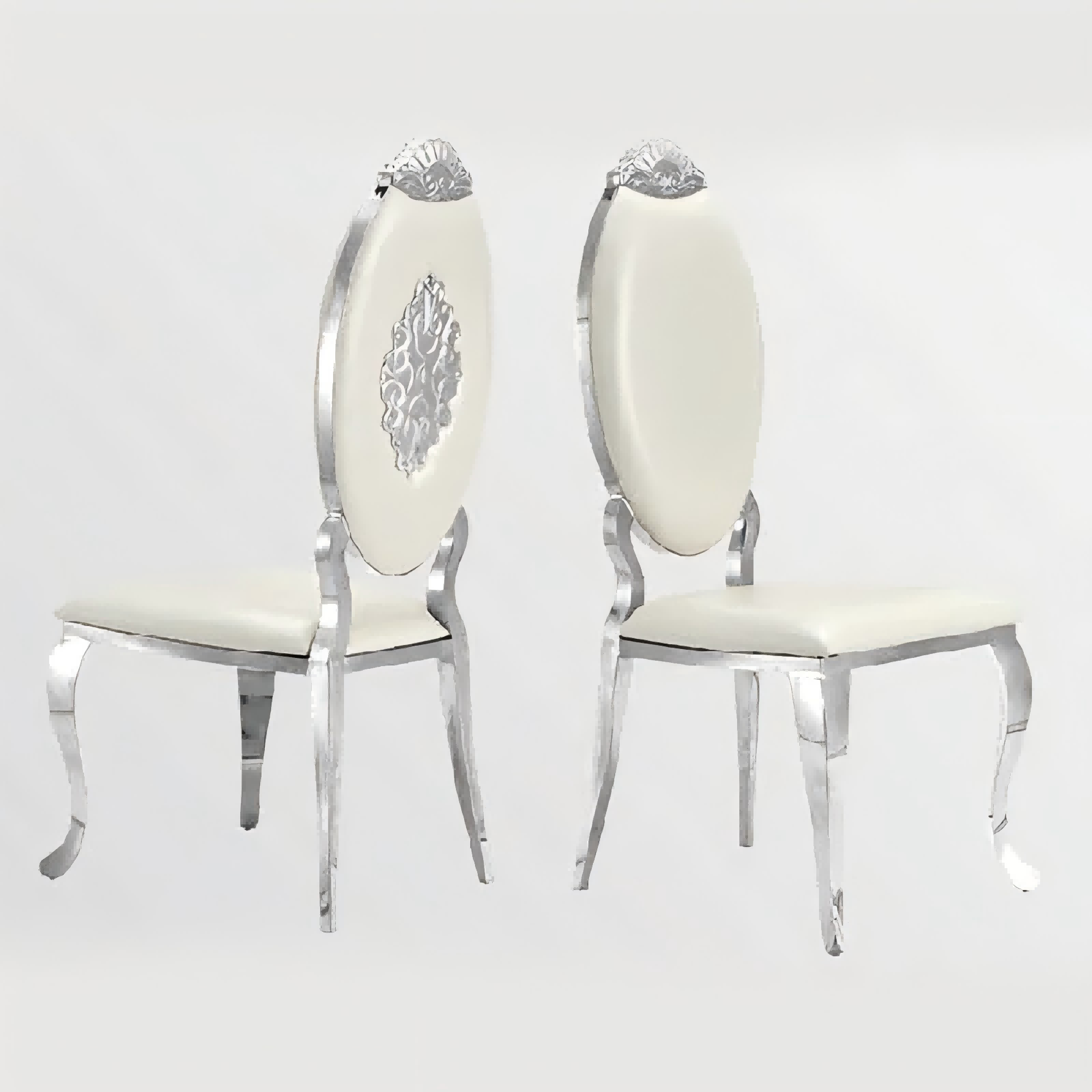 Luxury Sliver Carved Back Dining Chair-201 Stainless Steel