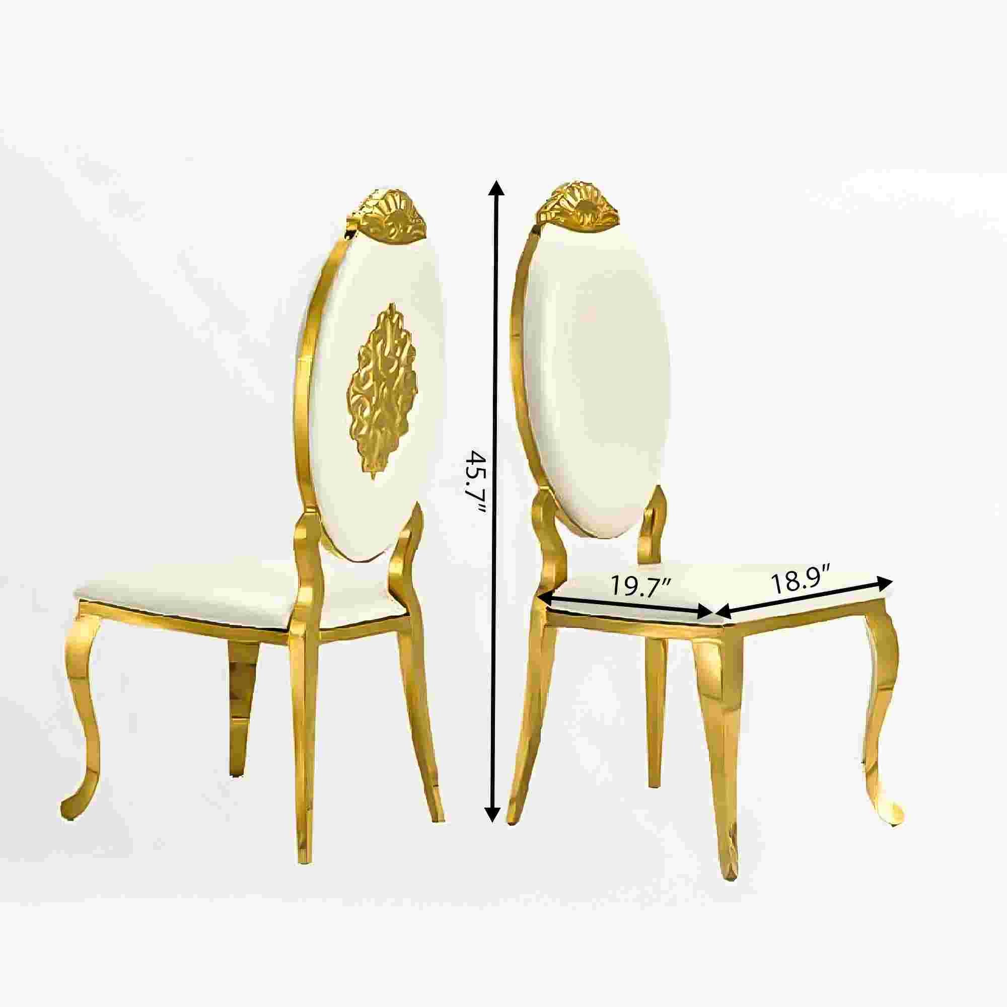 Size of Luxury Gold/Sliver Carved Back Dining Chair-201 Stainless Steel