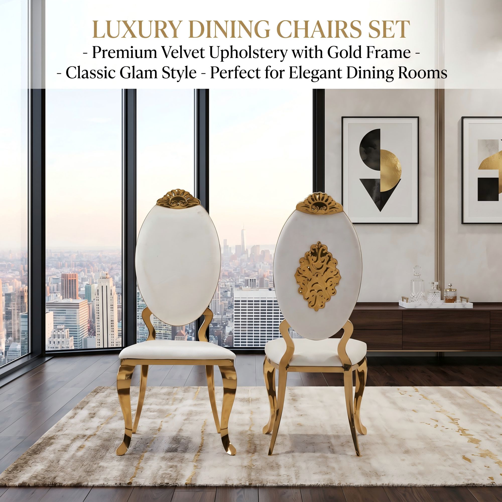 Luxury Gold Carved Back Dining Chair is placed in the dining room or living room,being both beautiful and practical.