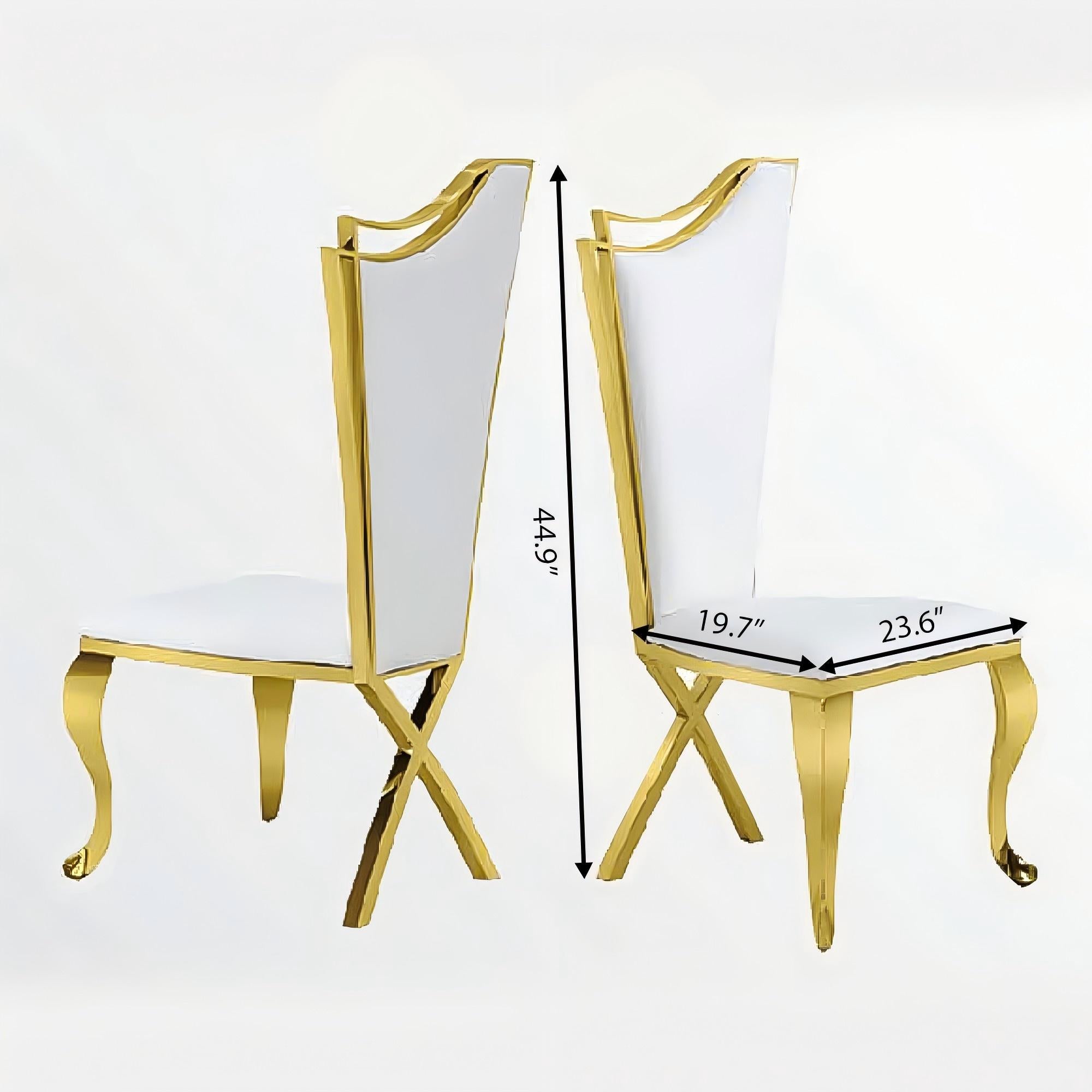 Size of Elegant Wingback Dining Chair-201 stainless steel