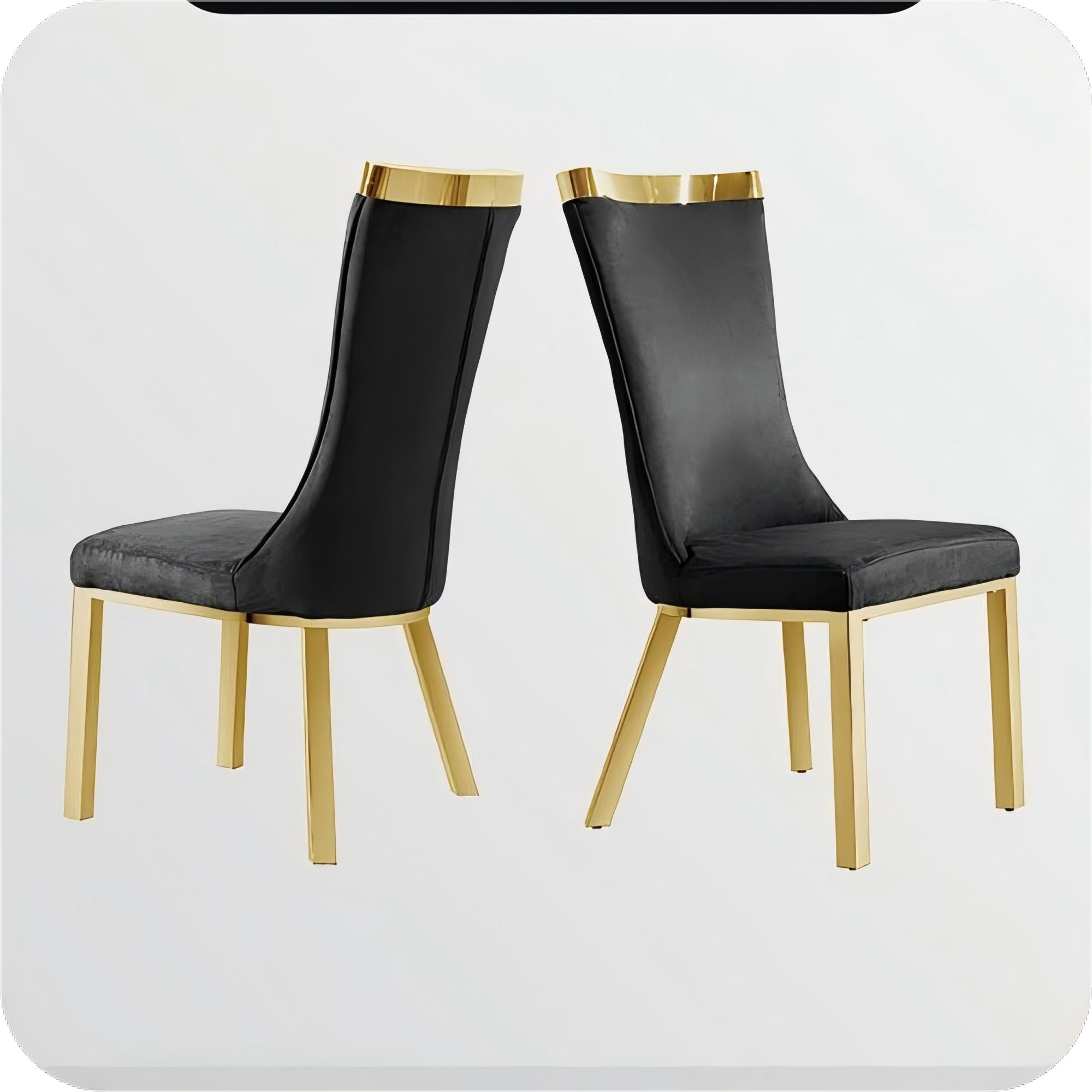 201 Gold Stainless Steel Modern High Back Dining Chair