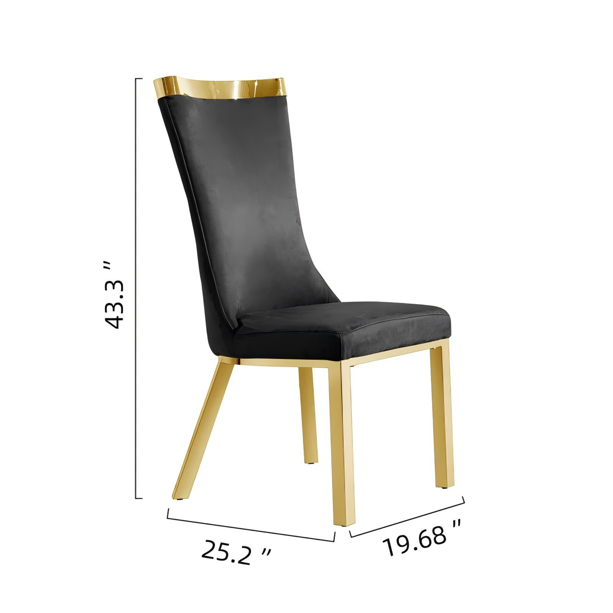 Size of 201 Gold Stainless Steel Modern High Back Dining Chair