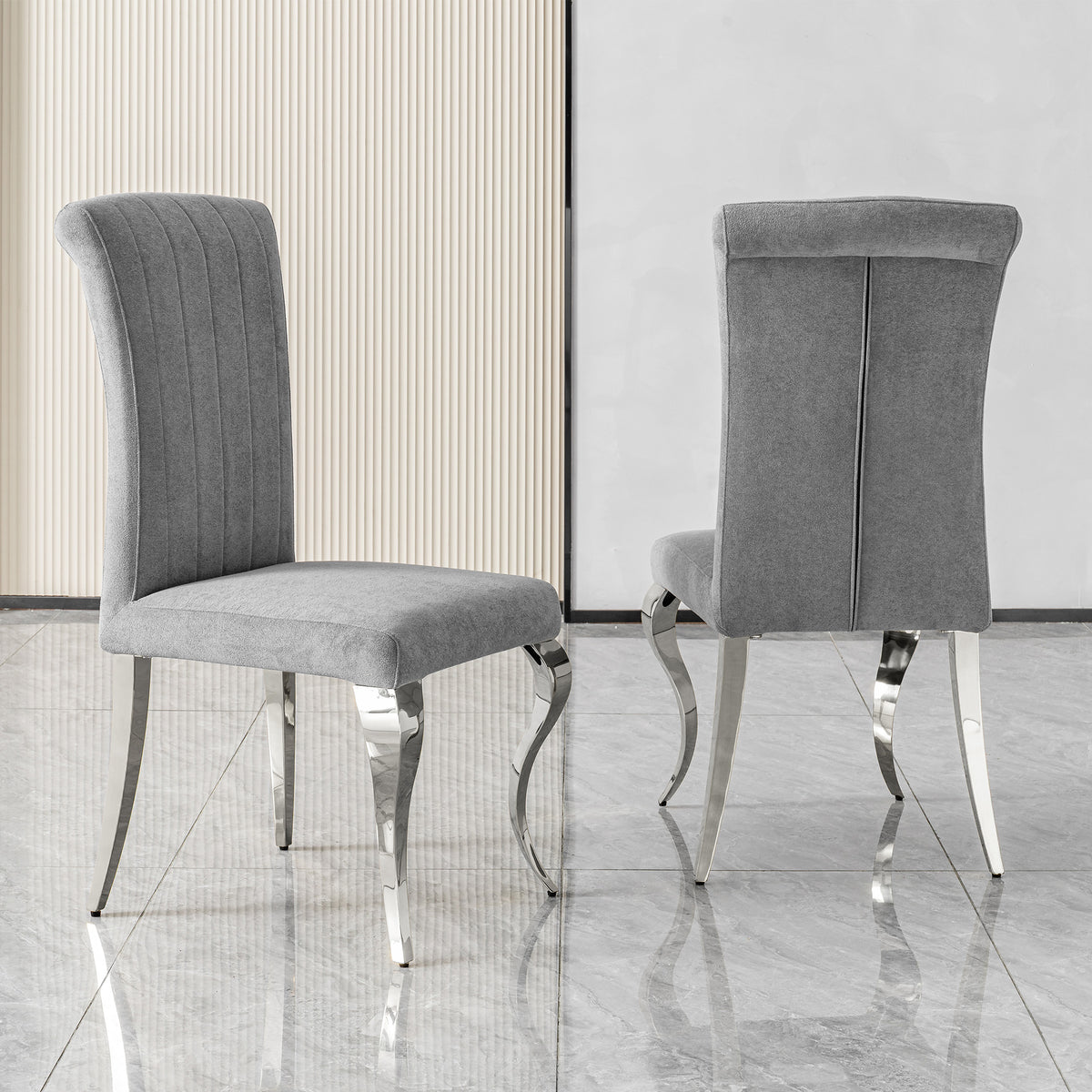 Modern High Back dining chair，201 Stainless Steel  6pcs/CTN