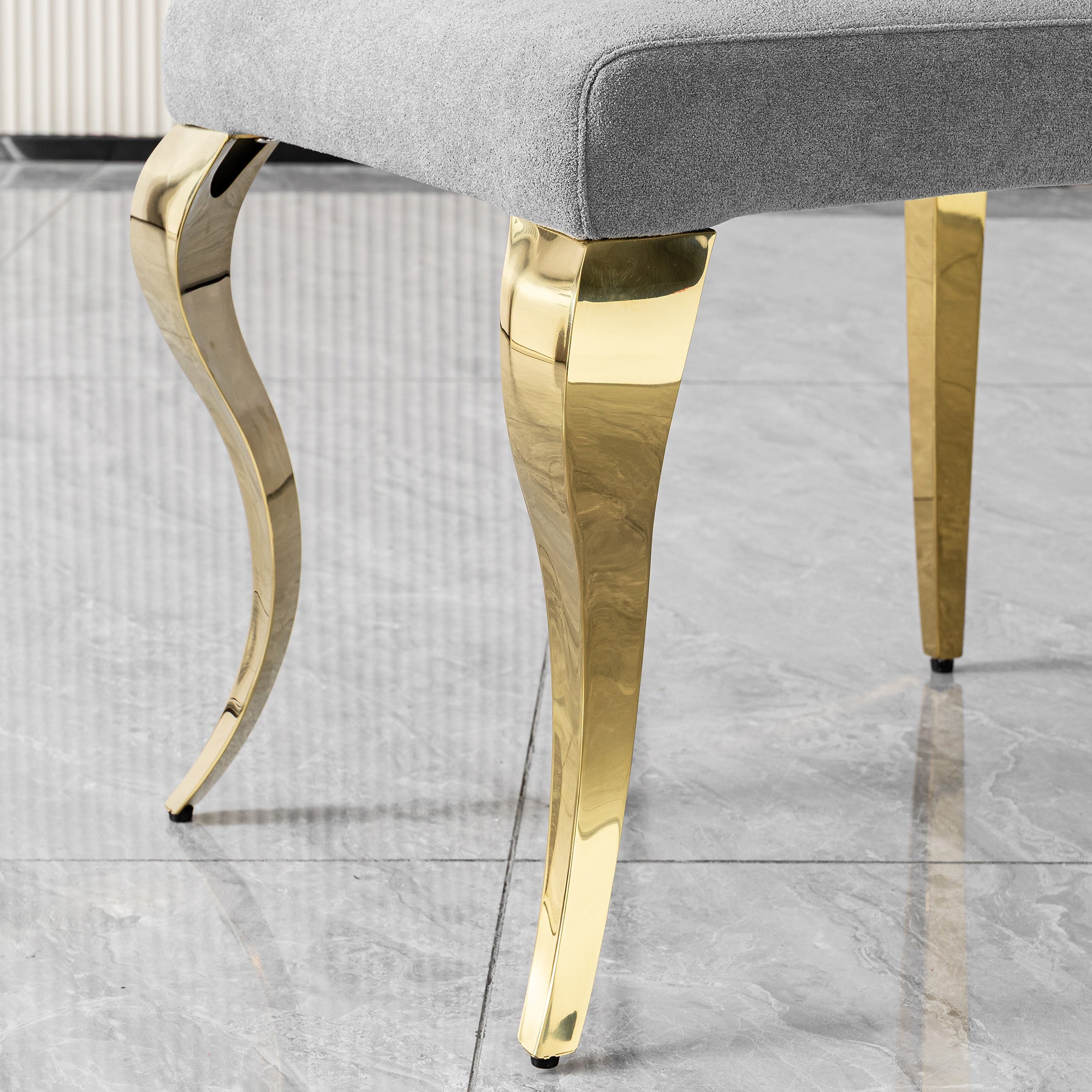 Polished gold 201 stainless steel legs, rust-resistant, durable, and long-lasting shine.