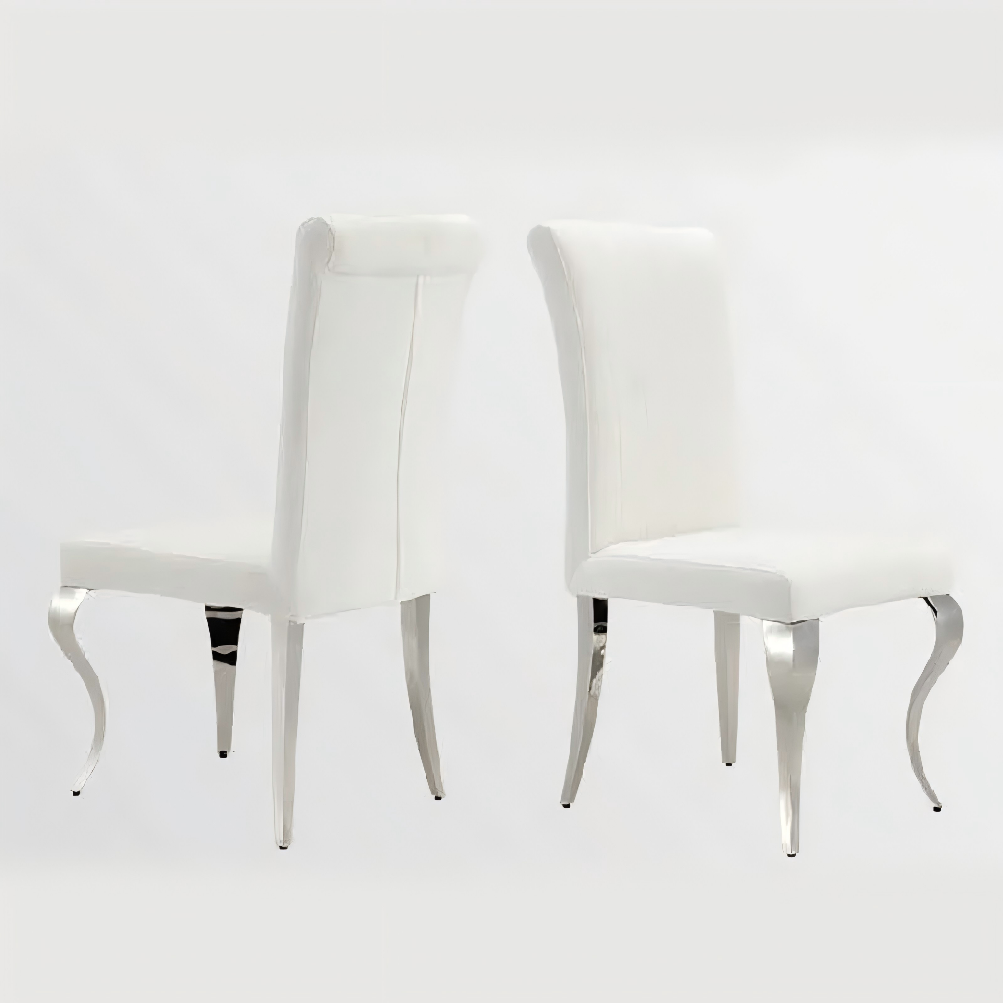 White Fabric Modern Dining Chair-Sliver