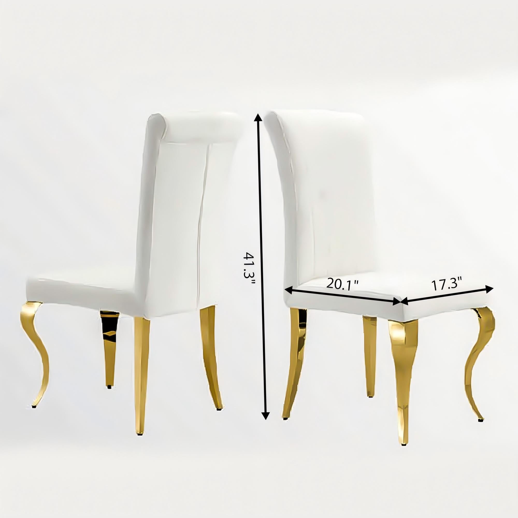 Size of White Fabric Modern Dining Chair-Gold/Sliver