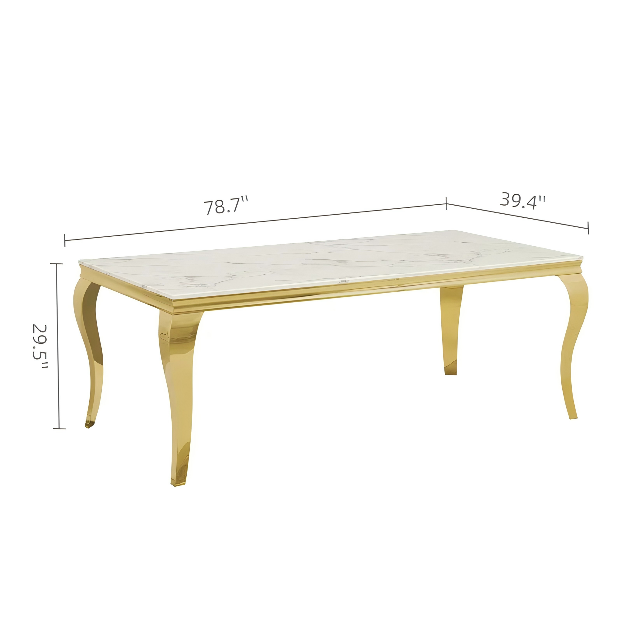 Gold Stainless Steel Marble Dining Table