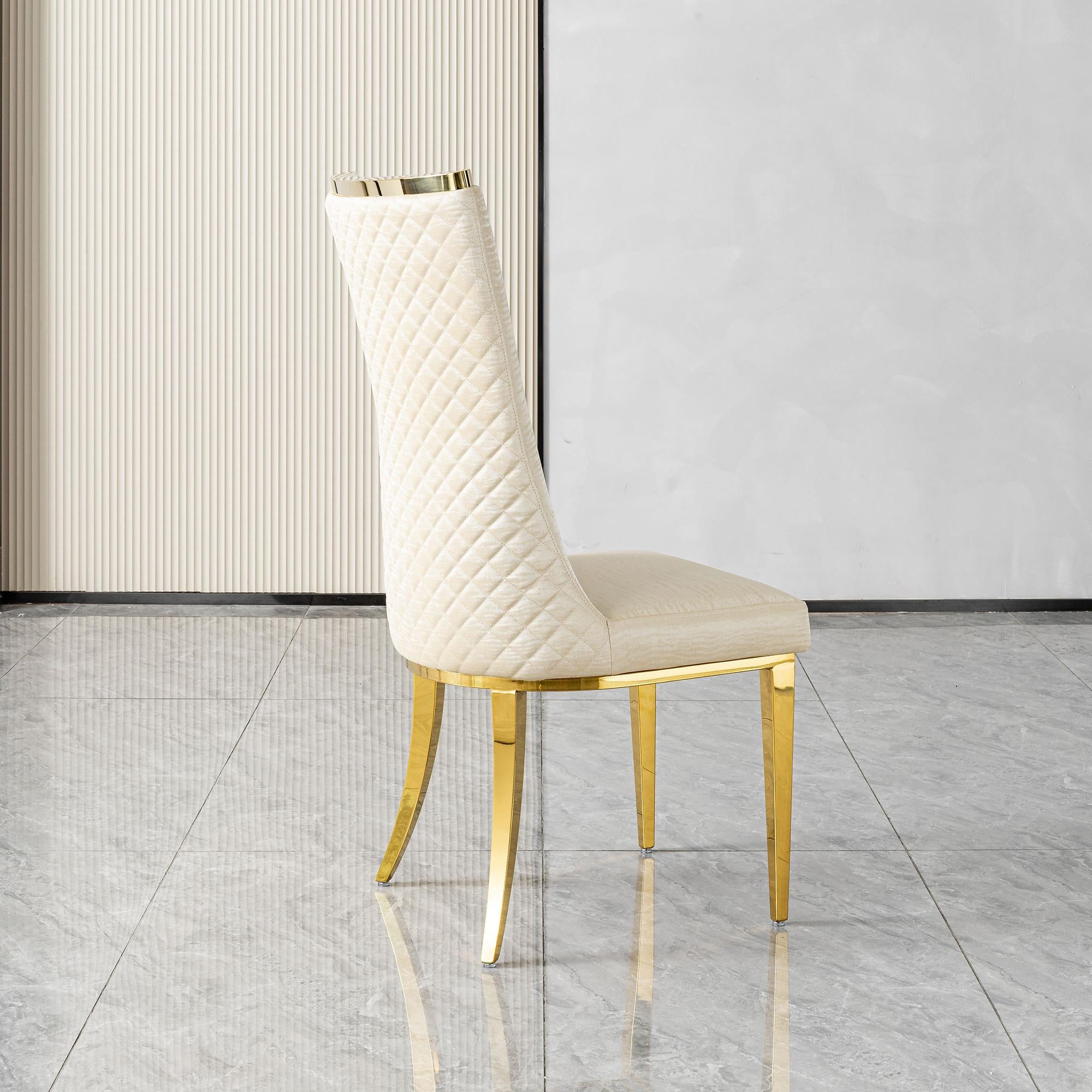 stainless steel dining chairs, high back upholstered dining chairs, cream pu leather dining chairs