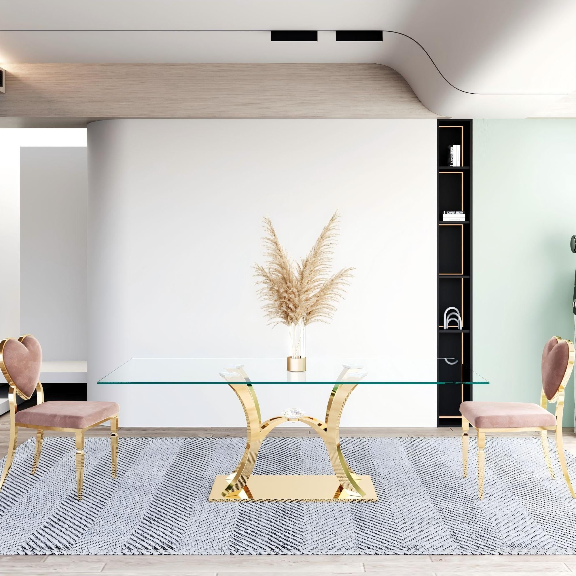 Modern Luxury 201 Stainless Steel Frame Dining Room Table