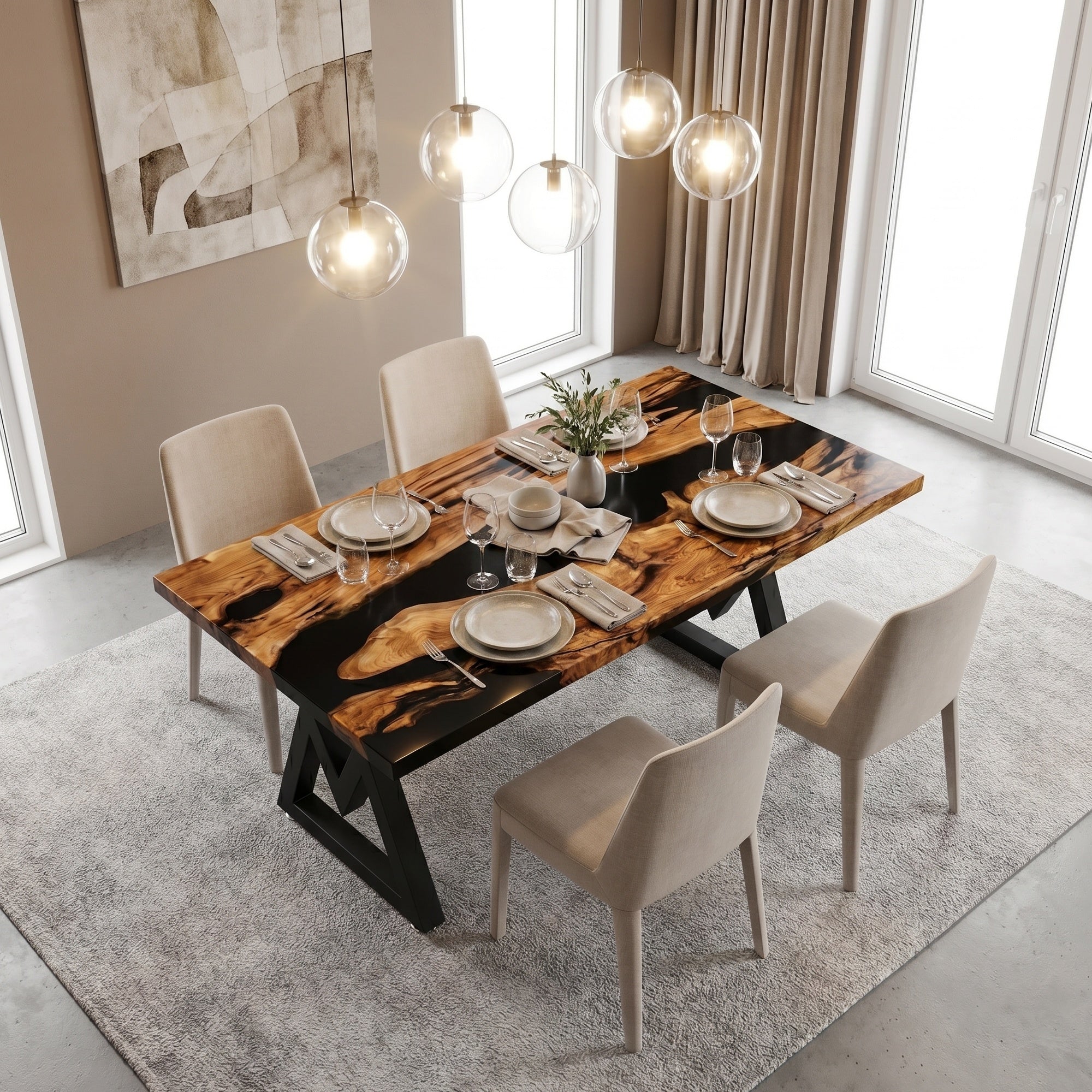 C1062 Olive Wood Resin Table