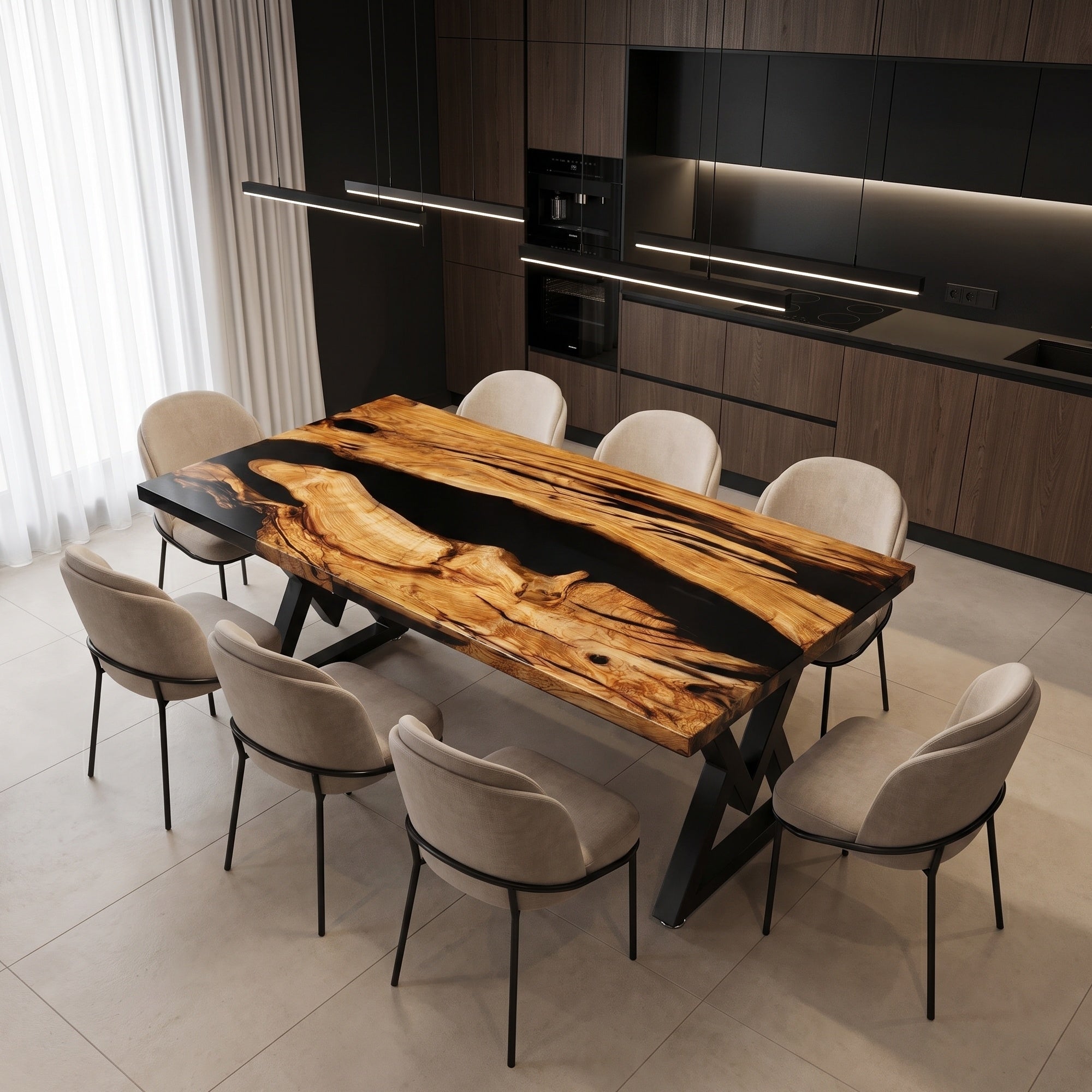 C1062 Olive Wood Resin Table