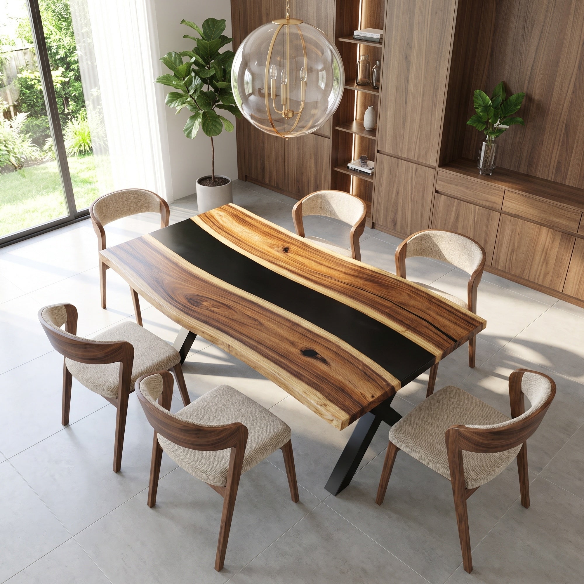 C1082 Walnut Resin Table