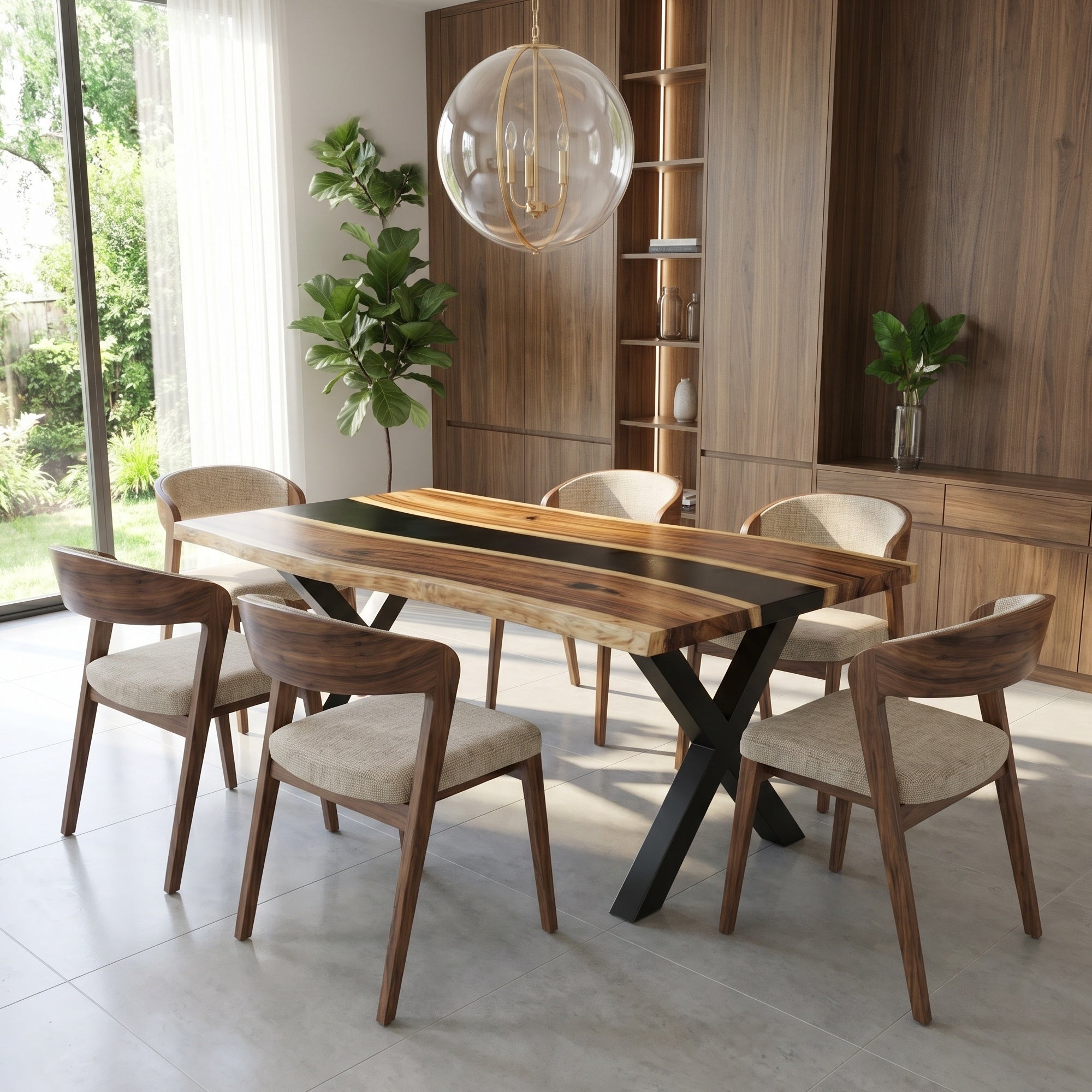 C1082 Walnut Resin Table