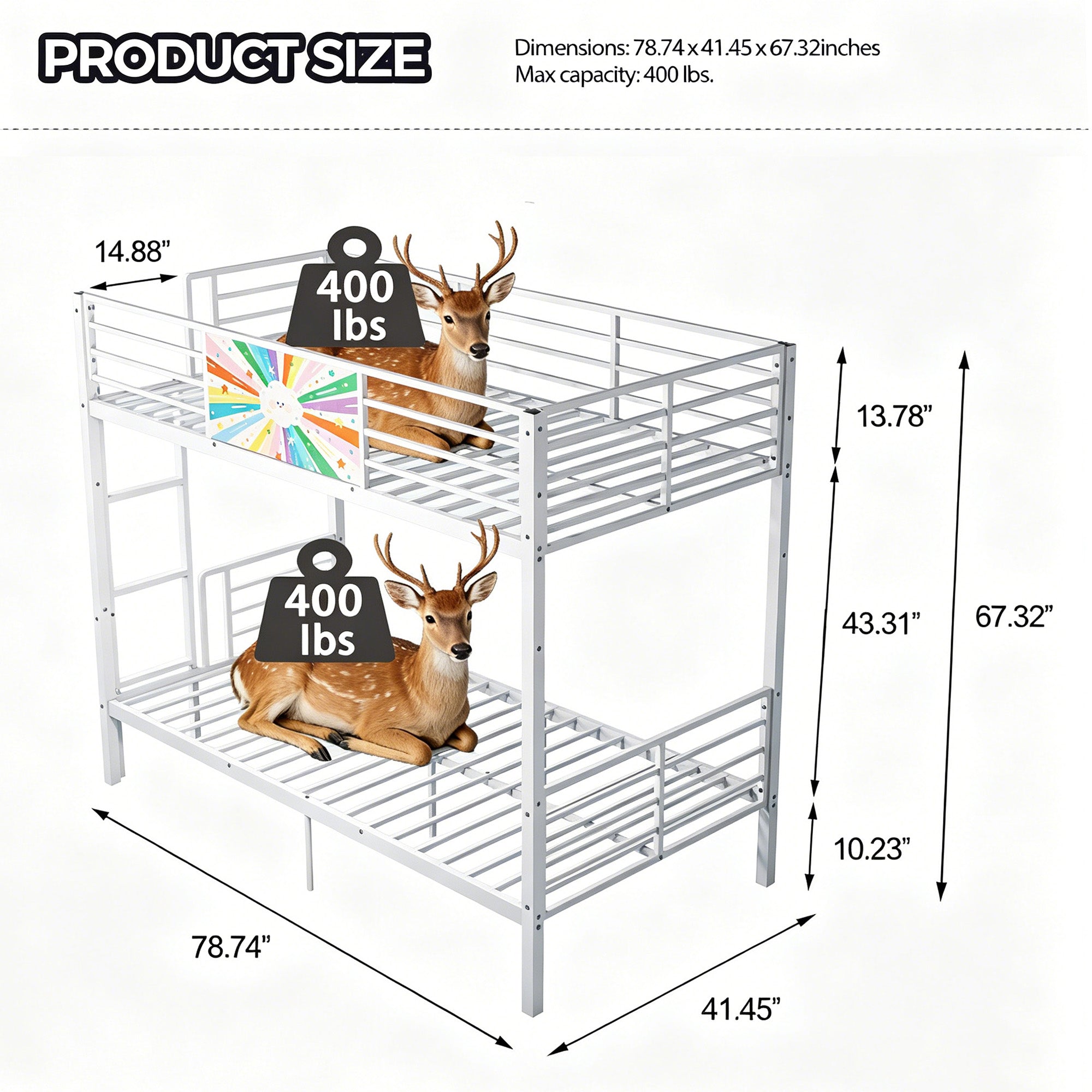 Metal Bunk Bed Frame for Adults & Kids