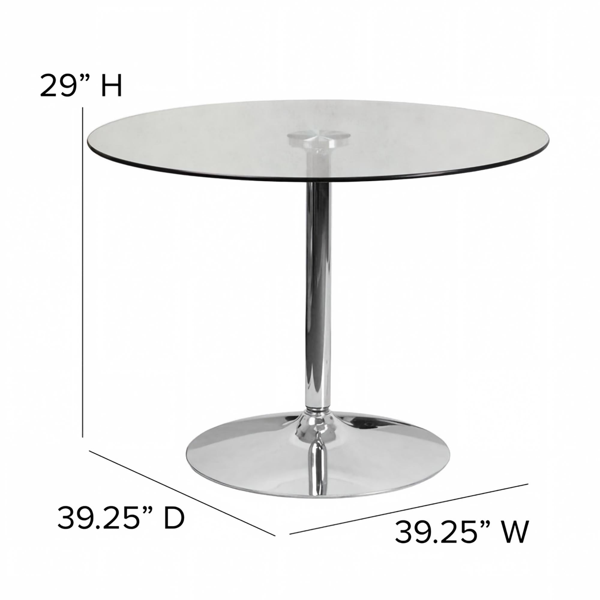 Clear Glass Round Dining Table with Chrome Metal Base-DT008