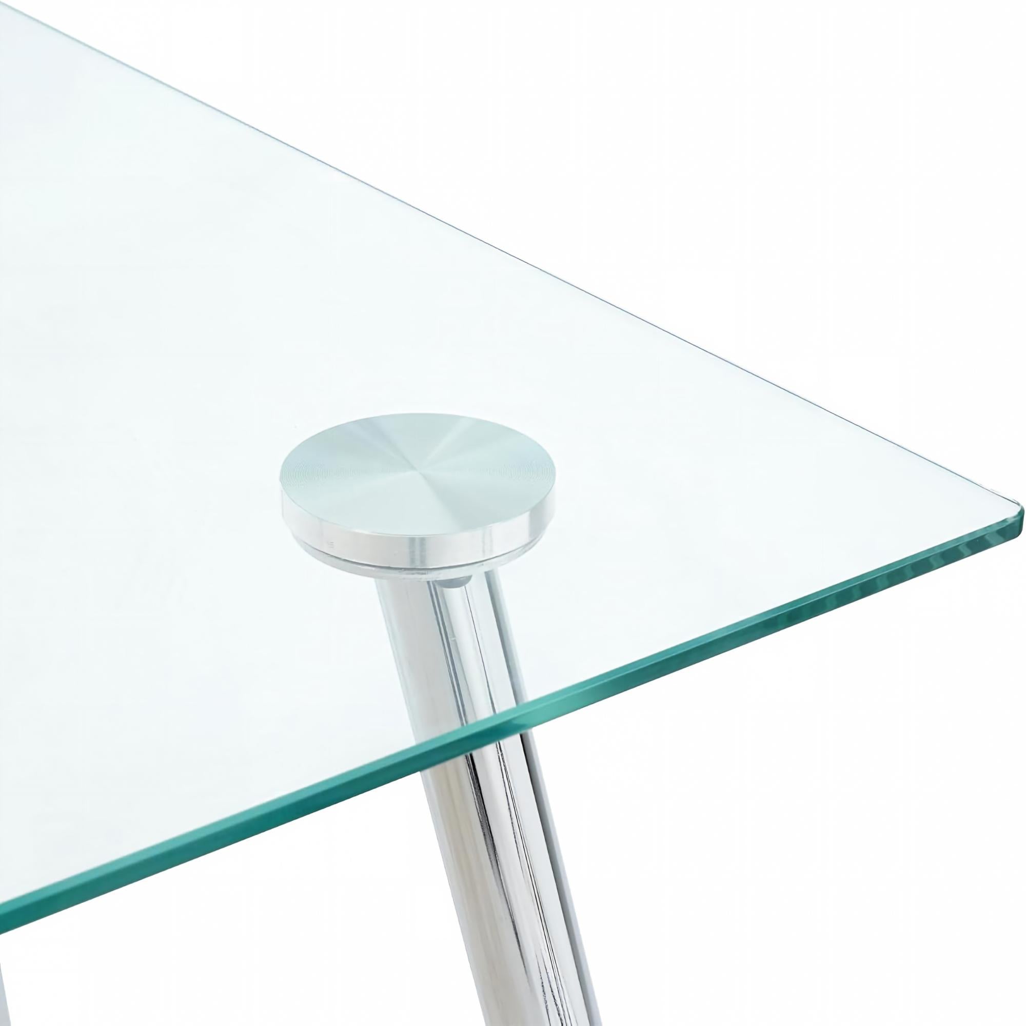 Modern Simple Rectangular Glass Dining Table, Solid Tempered Glass Tabletop-DT009