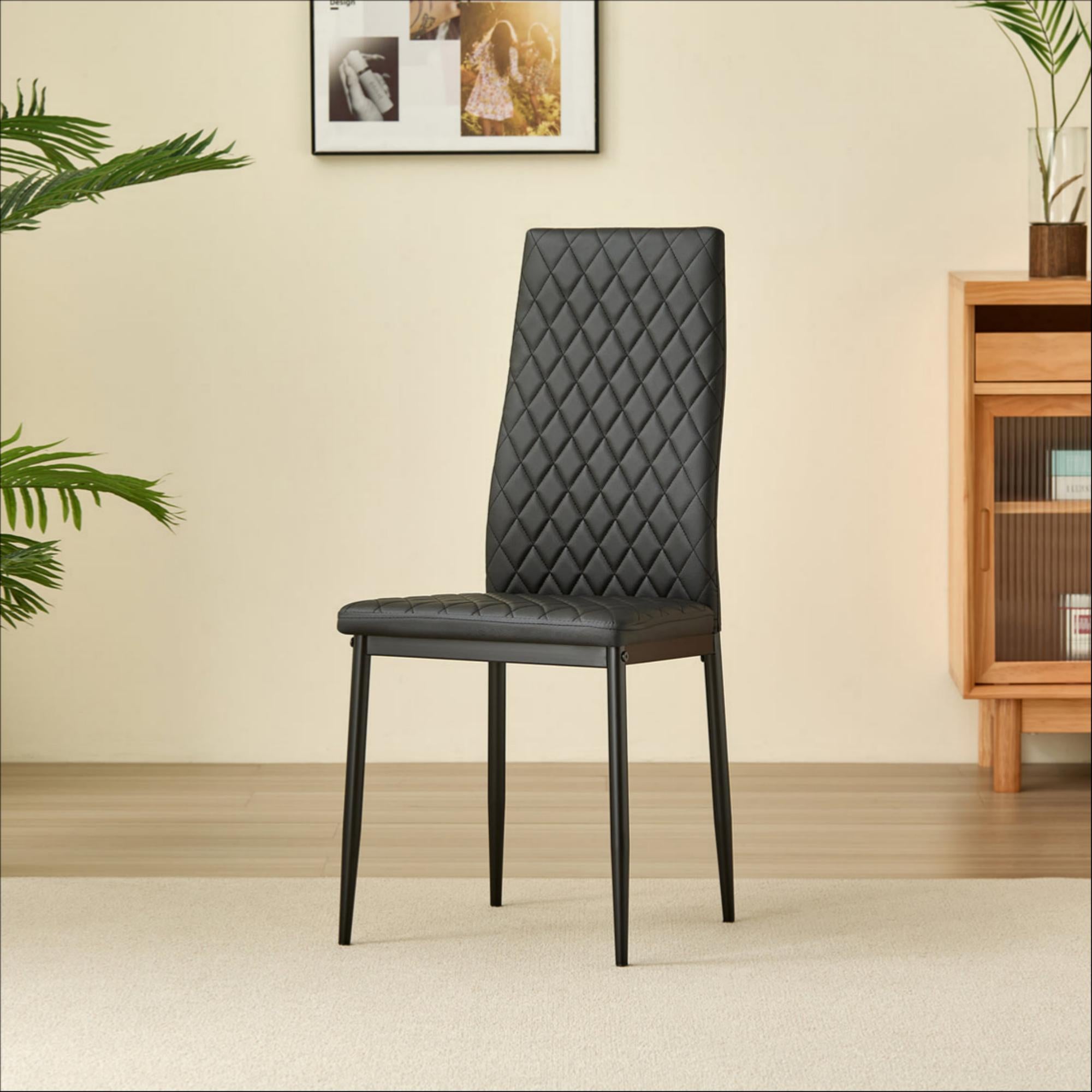 Black Leather Dining Chair -4PCS/CTN-CH010
