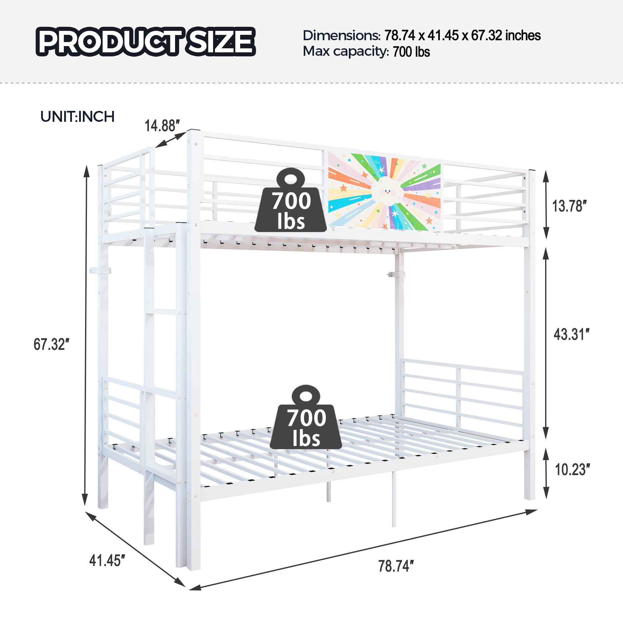 Metal Bunk Bed Frame for Adults & Kids