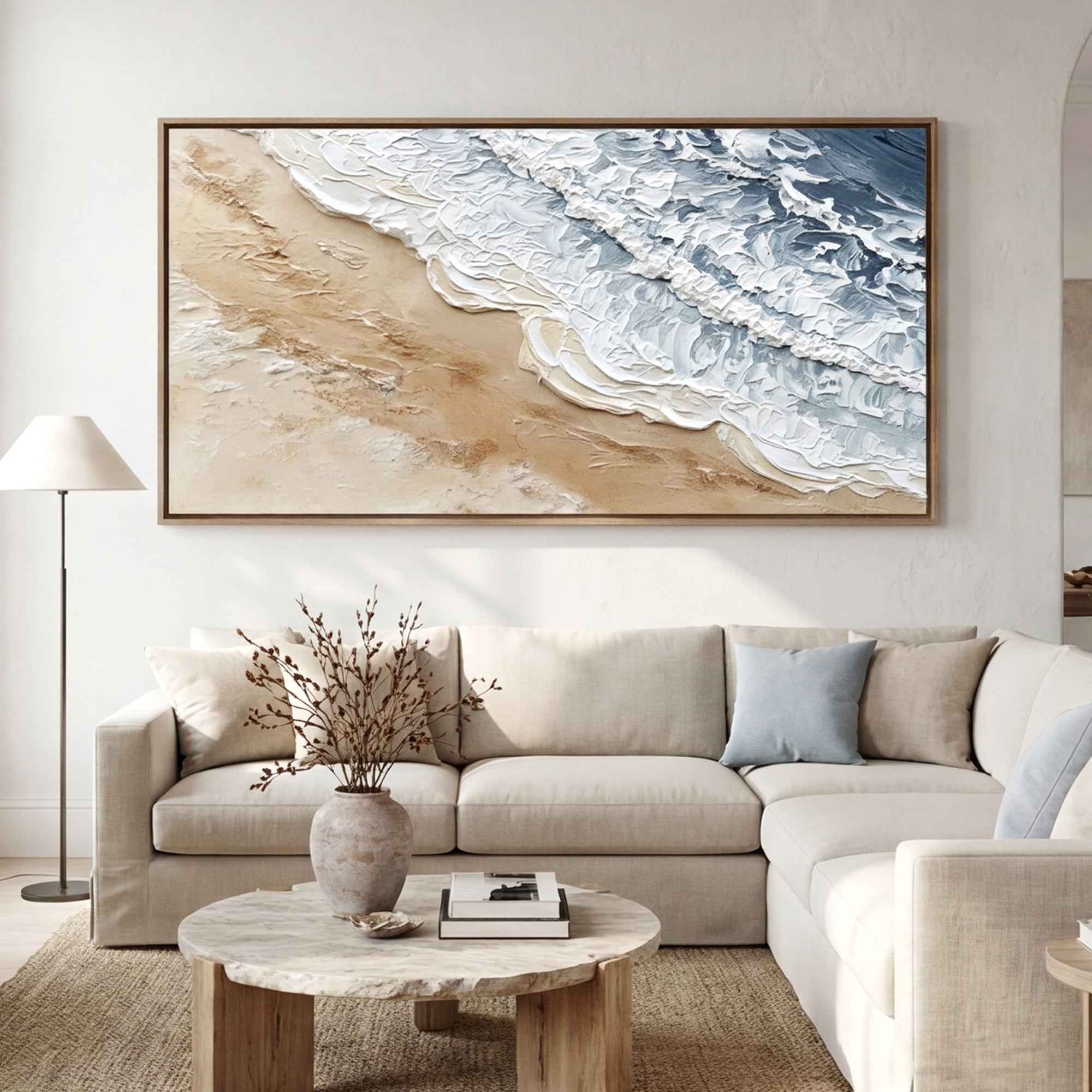 Pure Handmade Textured Impasto Beach Seascape Oil Painting