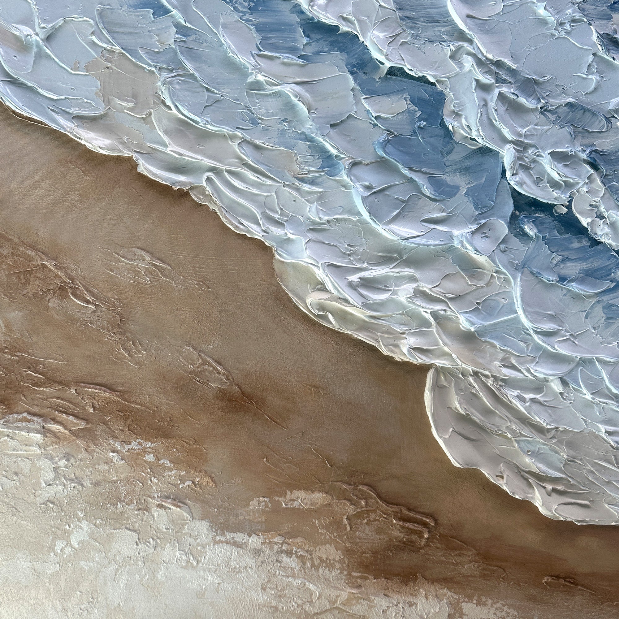 Pure Handmade Textured Impasto Beach Seascape Oil Painting