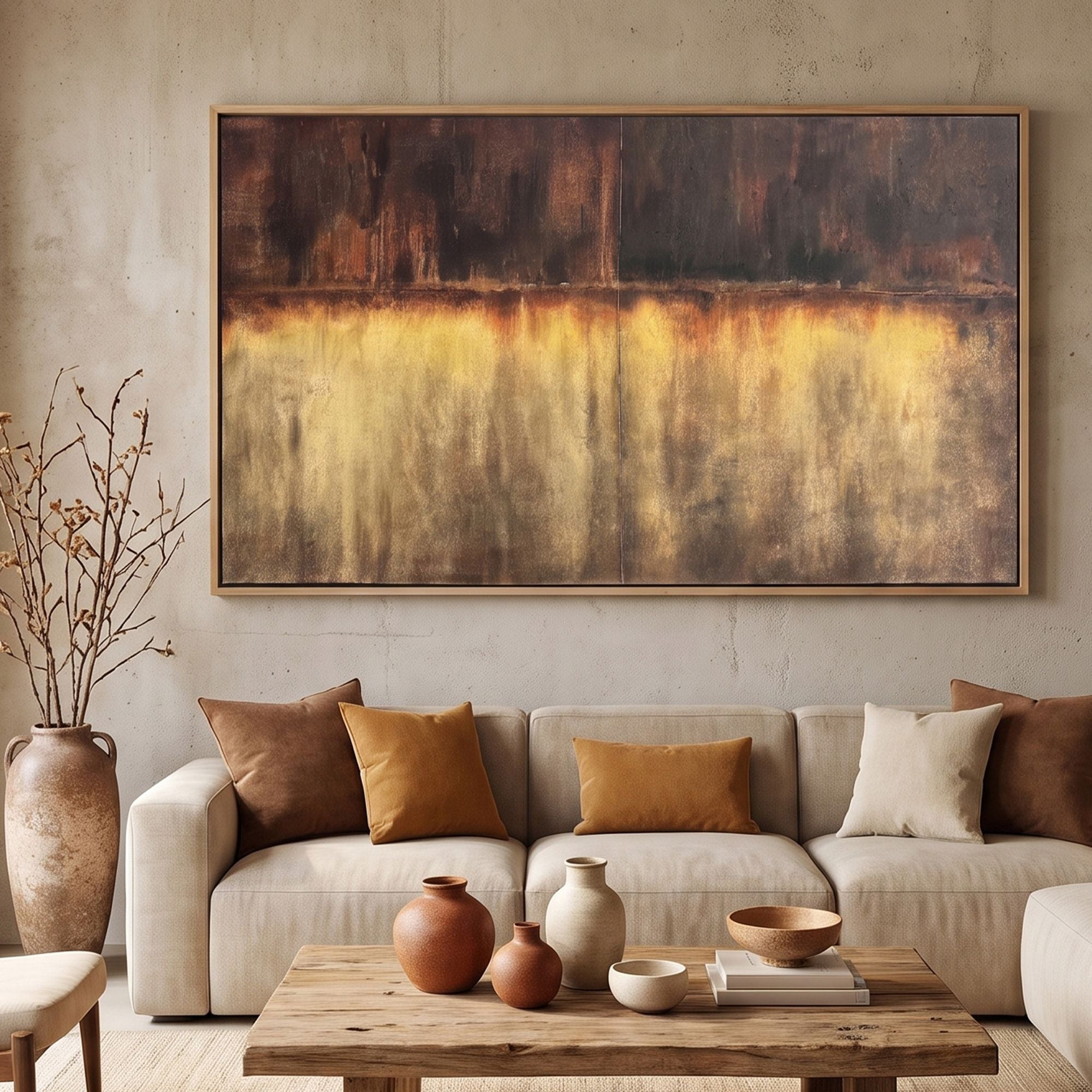 Pure Handmade Brown Textured Abstract Oil Painting