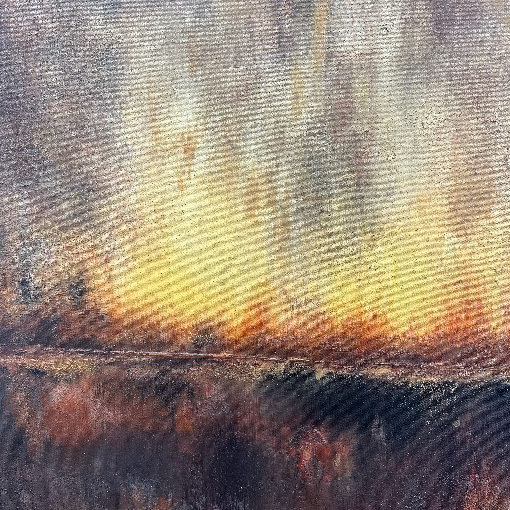 Pure Handmade Brown Textured Abstract Oil Painting