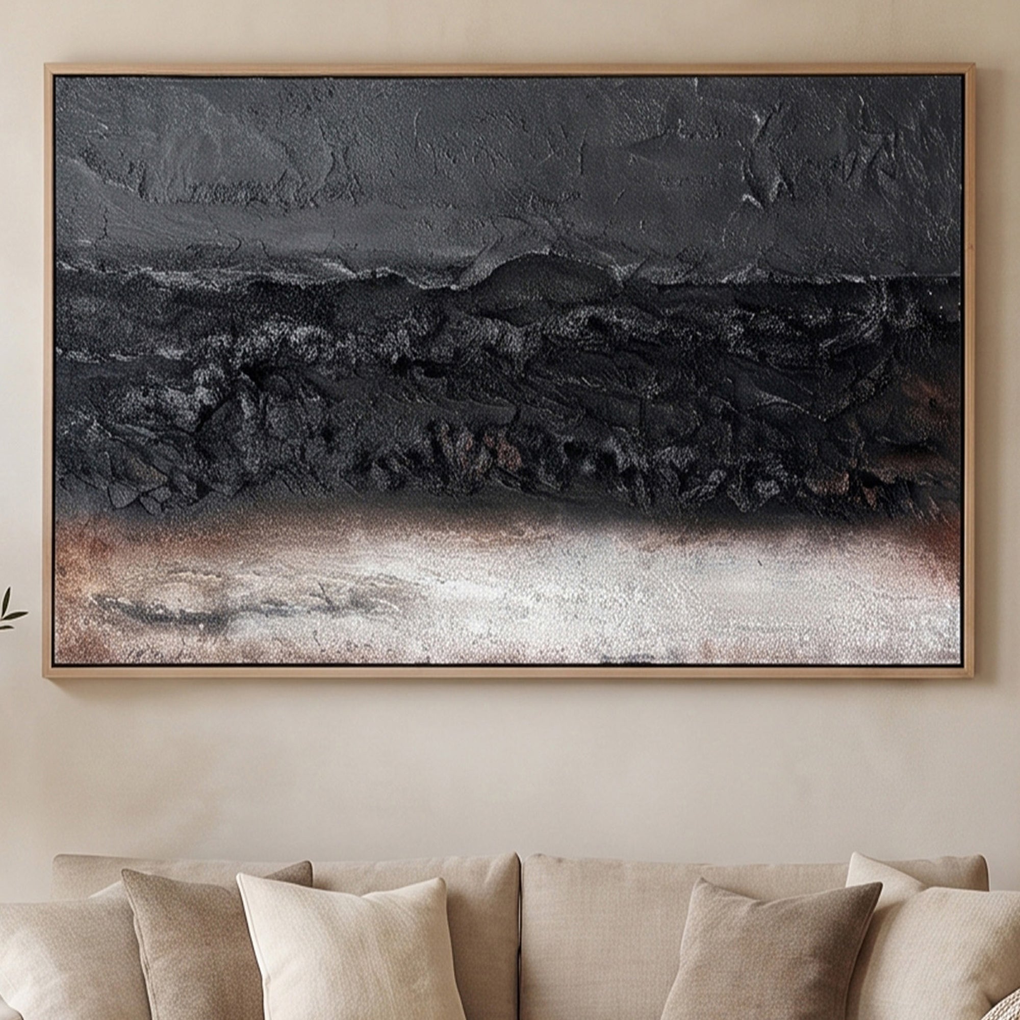 Pure Handmade Neutral Tone Abstract Impasto Linen Oil Painting