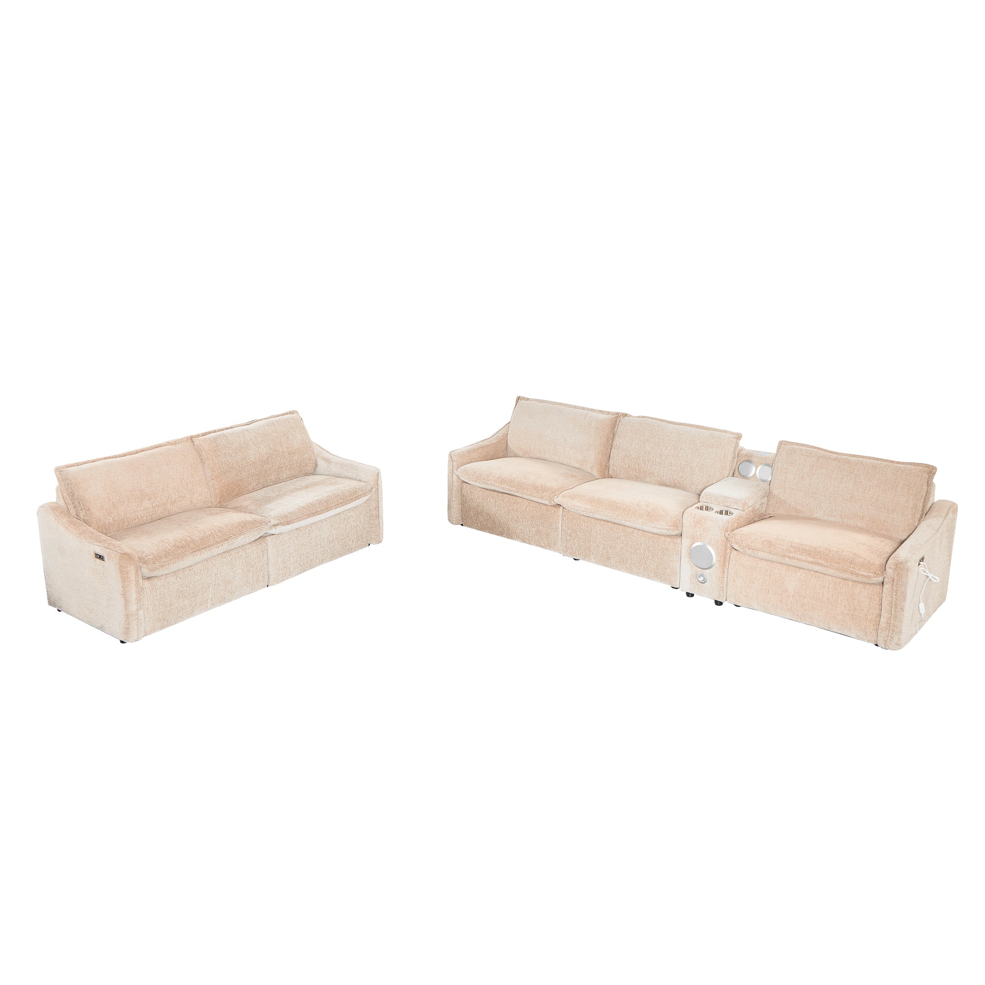 Brown Electric Recliner Sofa Set