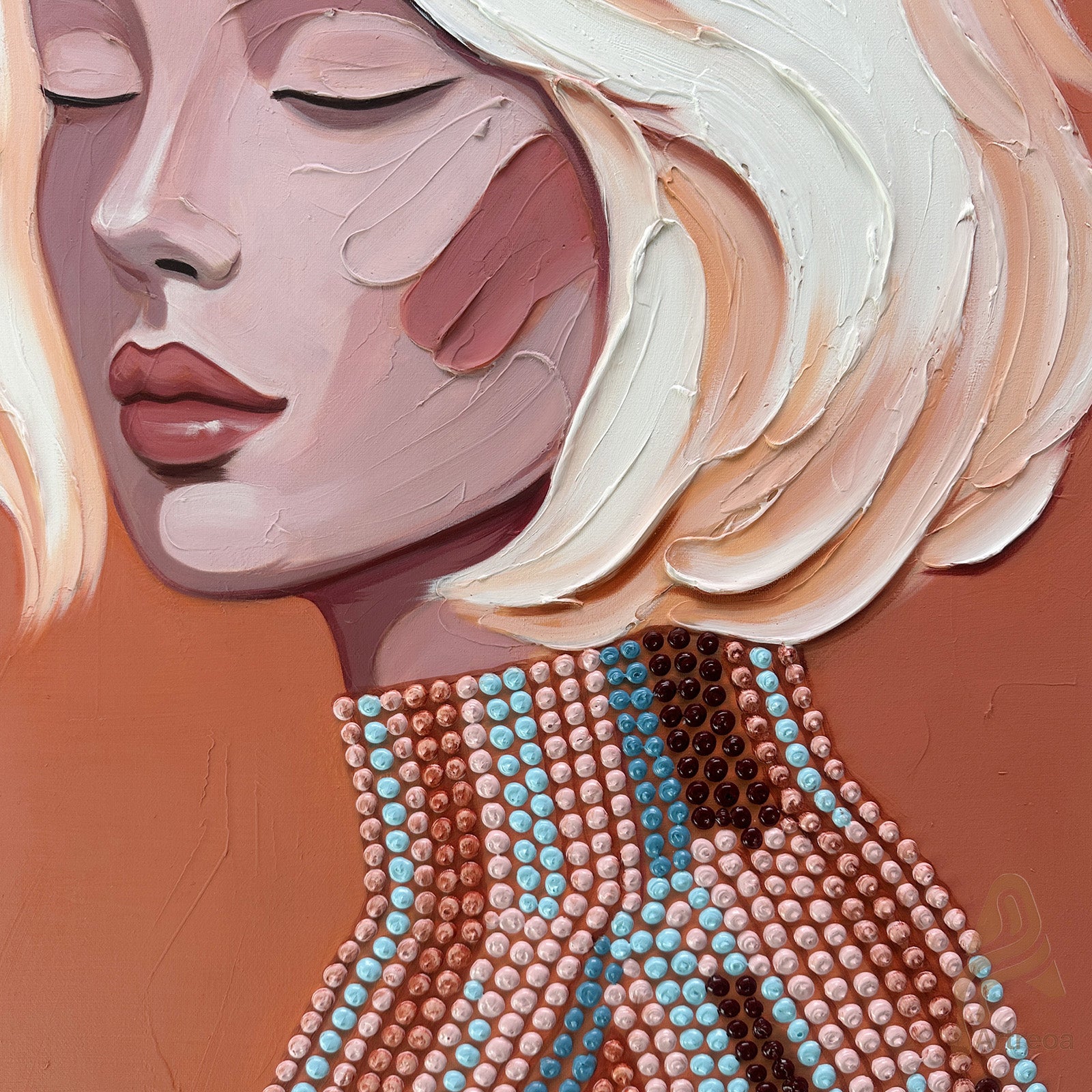 Thick Impasto Oil Painting Abstract Female PortraitModern Home Decor Artwork