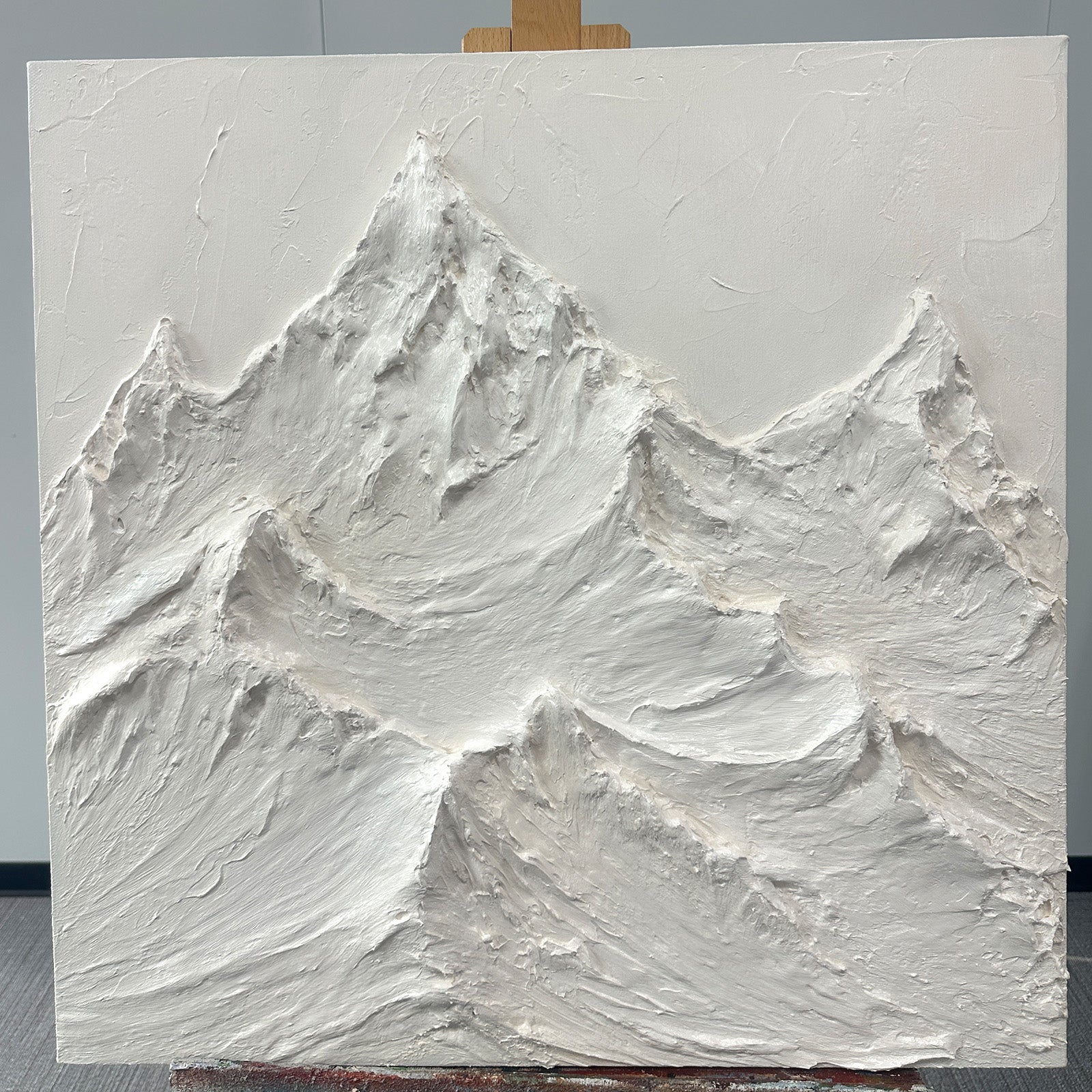 Handmade Monochrome Mountain 3D Relief Landscape Canvas Decor