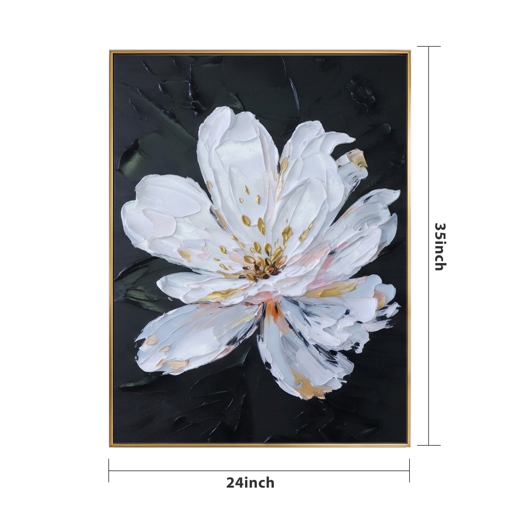 Pure Hand Painted Abstract Oil Painting of Magnolia Flower, Floral Canvas Wall Art for Home Decor