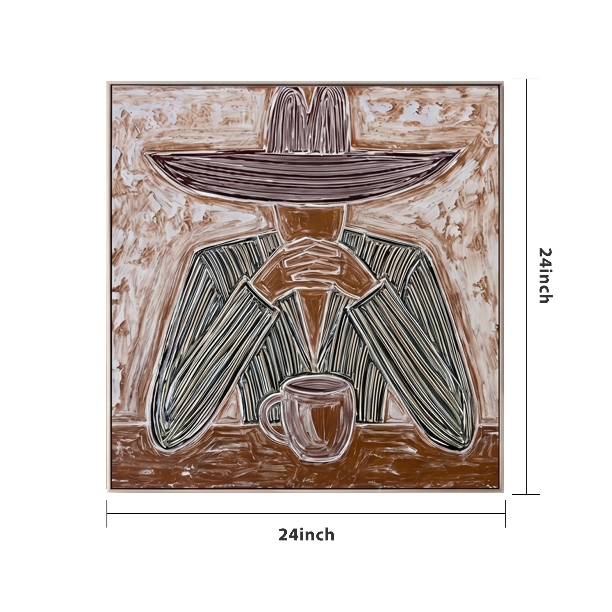 Pure Handmade Line Texture Cowboy Square Home Wall Canvas