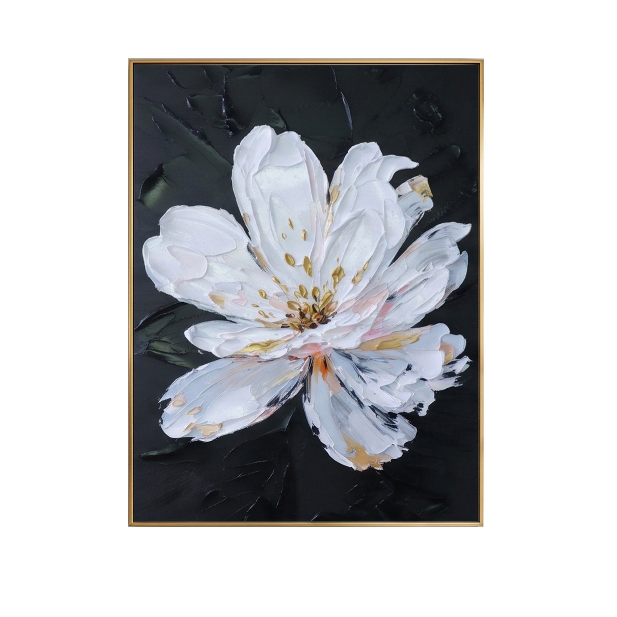 Pure Hand Painted Abstract Oil Painting of Magnolia Flower, Floral Canvas Wall Art for Home Decor