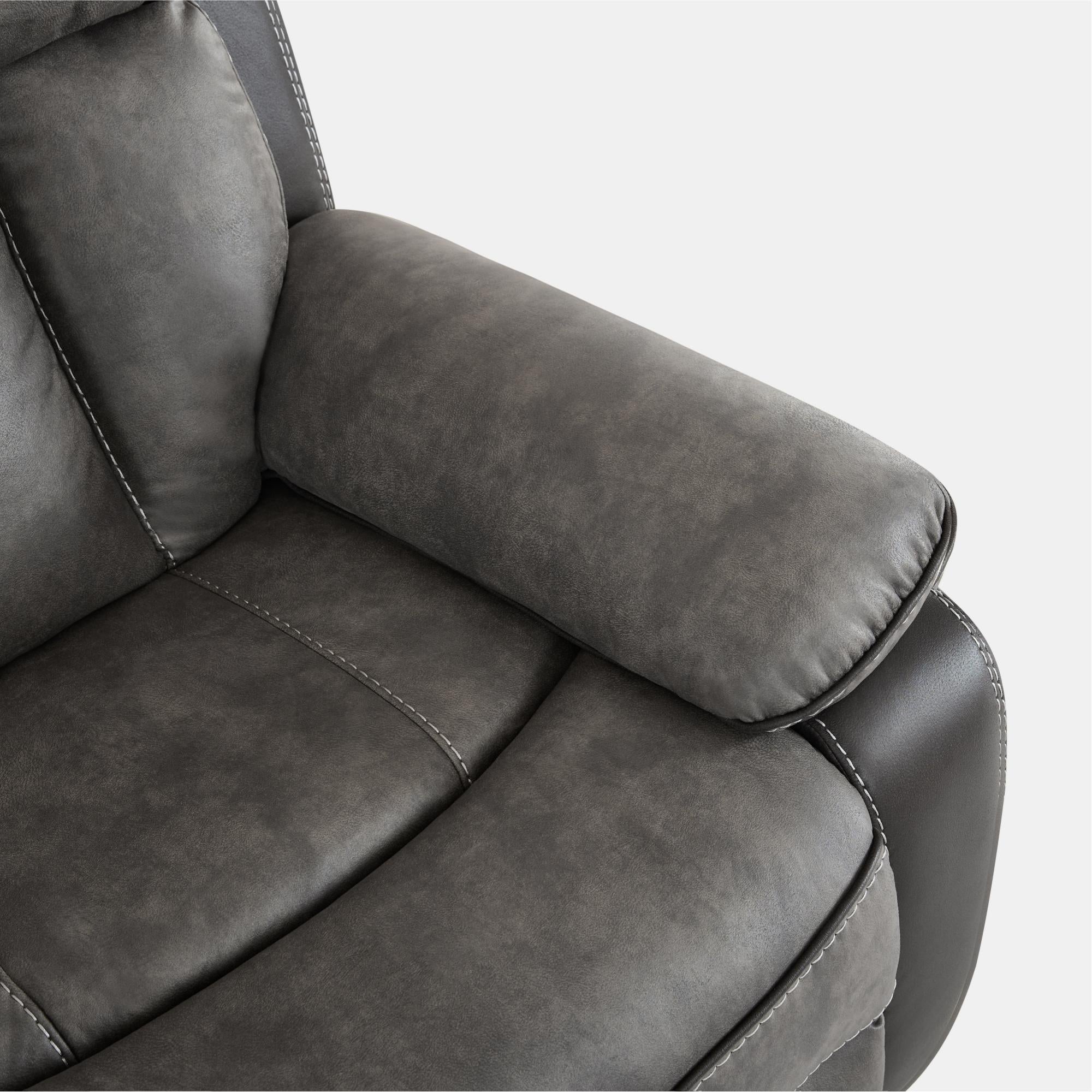 Kael Power Recliner & 2-Seater Sofa Set, Breathable Leather with Side Armrest Storage, Rustic Home Theater Seating 007