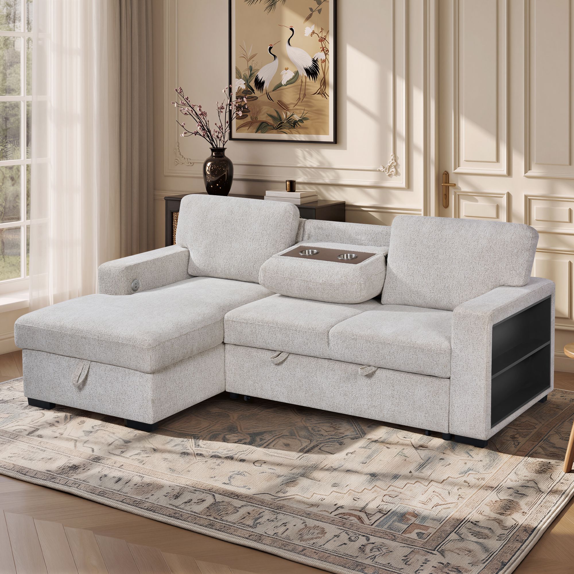 Multi- functional sofa sleeper-L3550-Creambrown