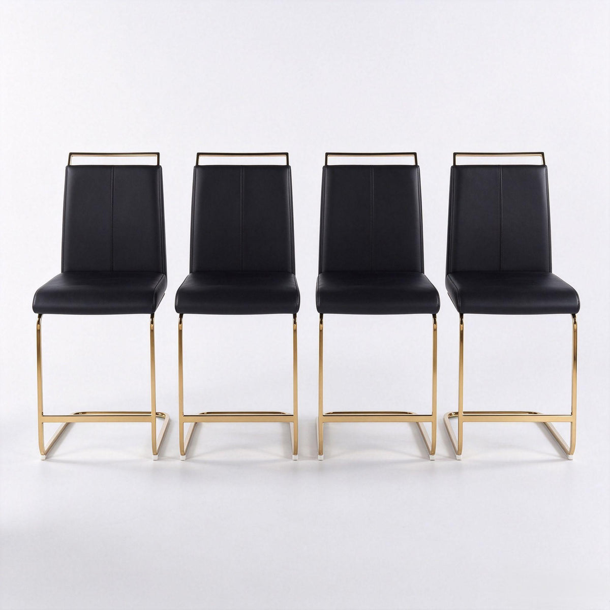 Contemporary Upholstered Bar Stool, Diamond Stitched PU Leather with Gold/Chrome Cantilever Base 4pcs/CTN