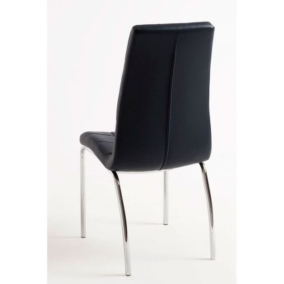 CH017-2PCS/CTN-High Back Black PU Leather Dining Chair with Chrome Metal Legs