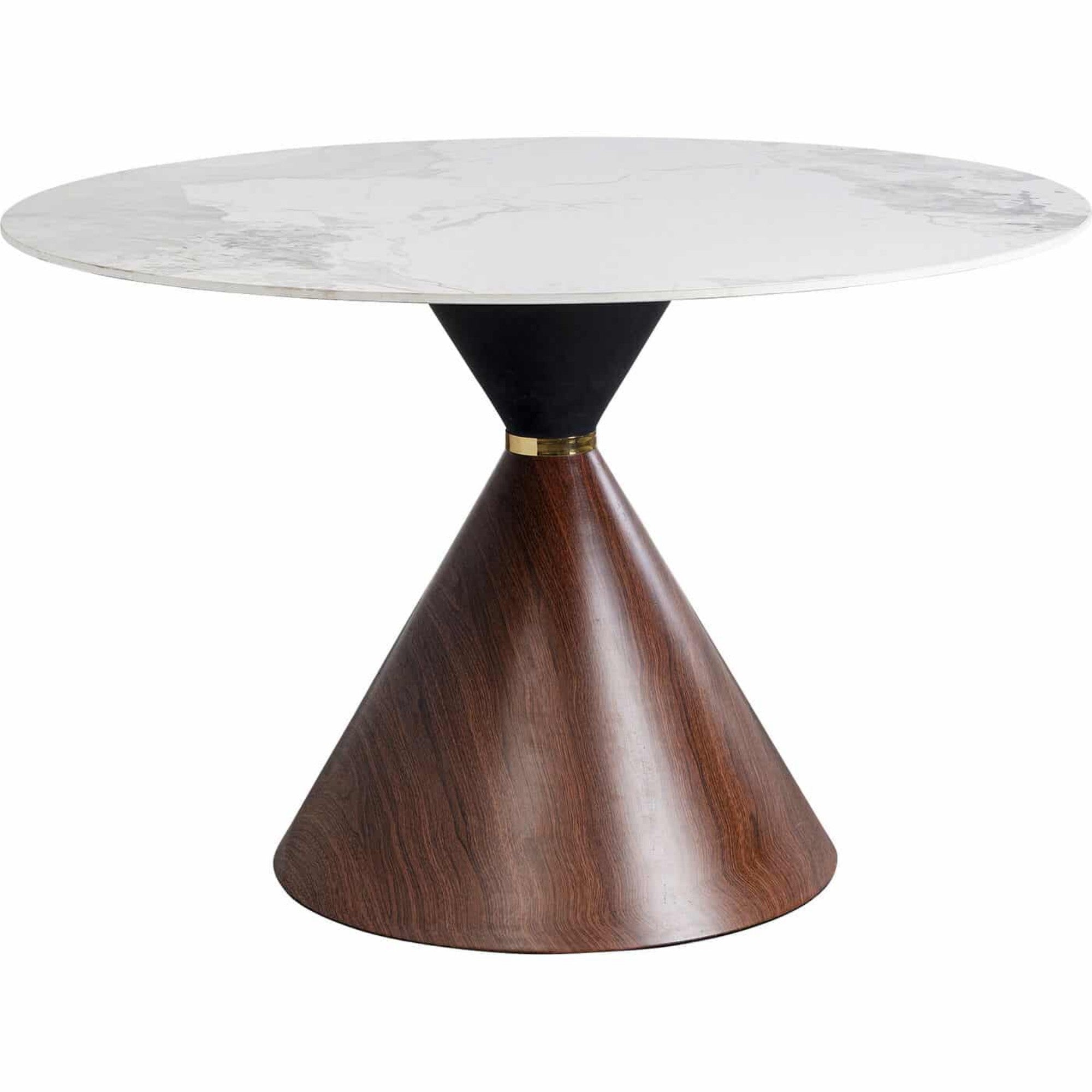 DT016-Contemporary Round Sintered Stone Dinner Table, Single Cone Pedestal Dining Table